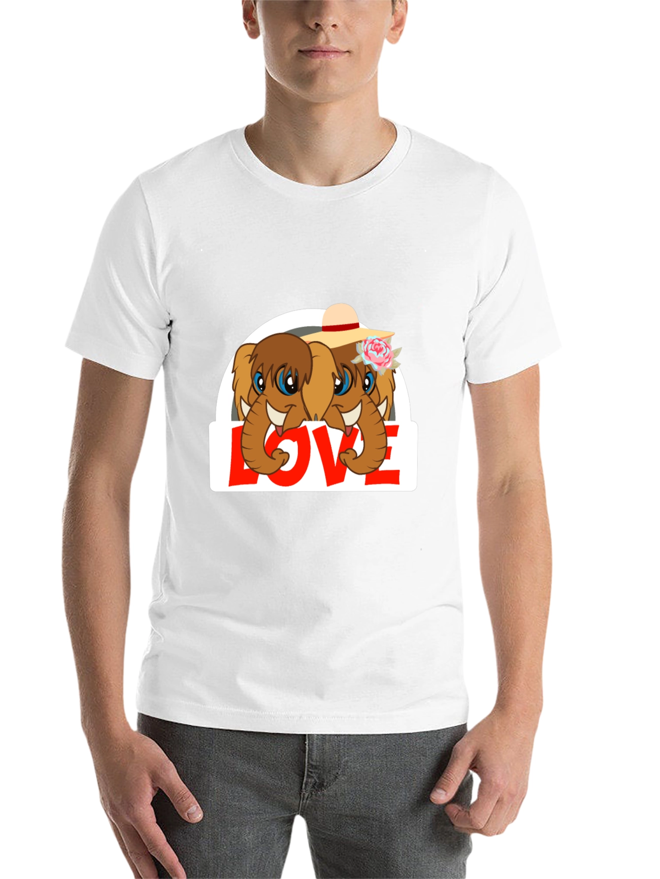 Black Elephant Love T-Shirt - Cute Animal Graphic Tee view 14