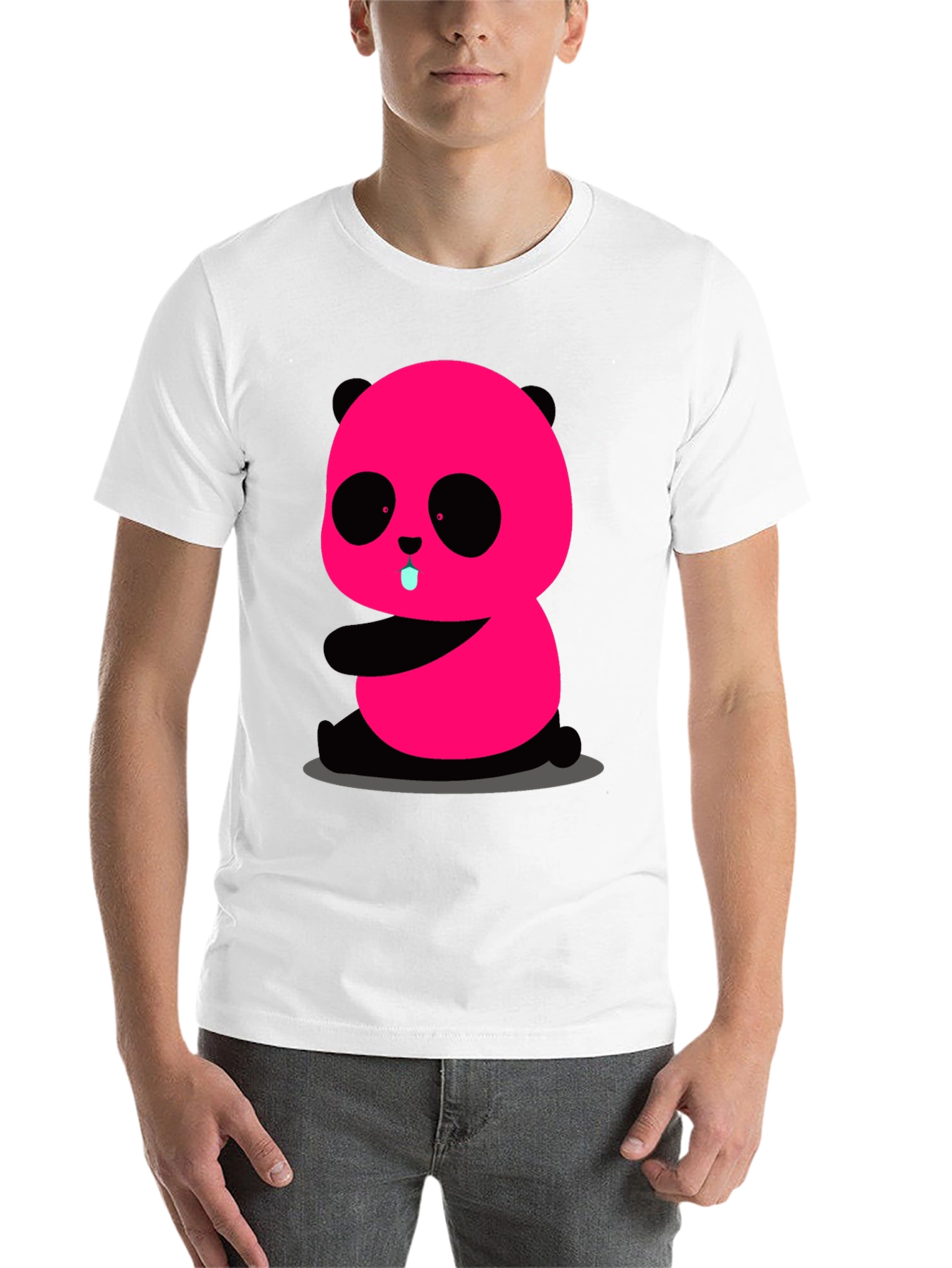Black Pink Panda Graphic Tee - Cute & Fun Black T-Shirt view 14