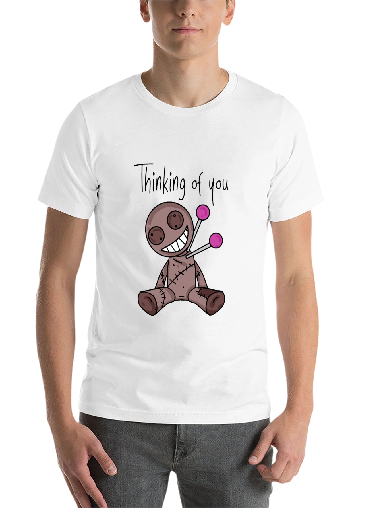 Black Thinking of You Voodoo Doll Black T-Shirt view 14