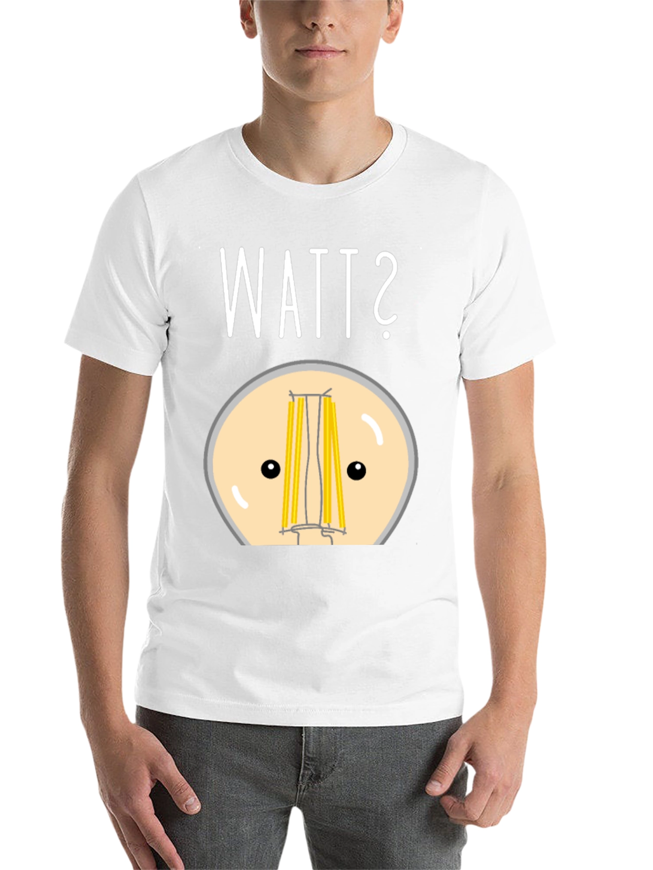 Black Watt? Pun T-Shirt - Funny Light Bulb Design view 14