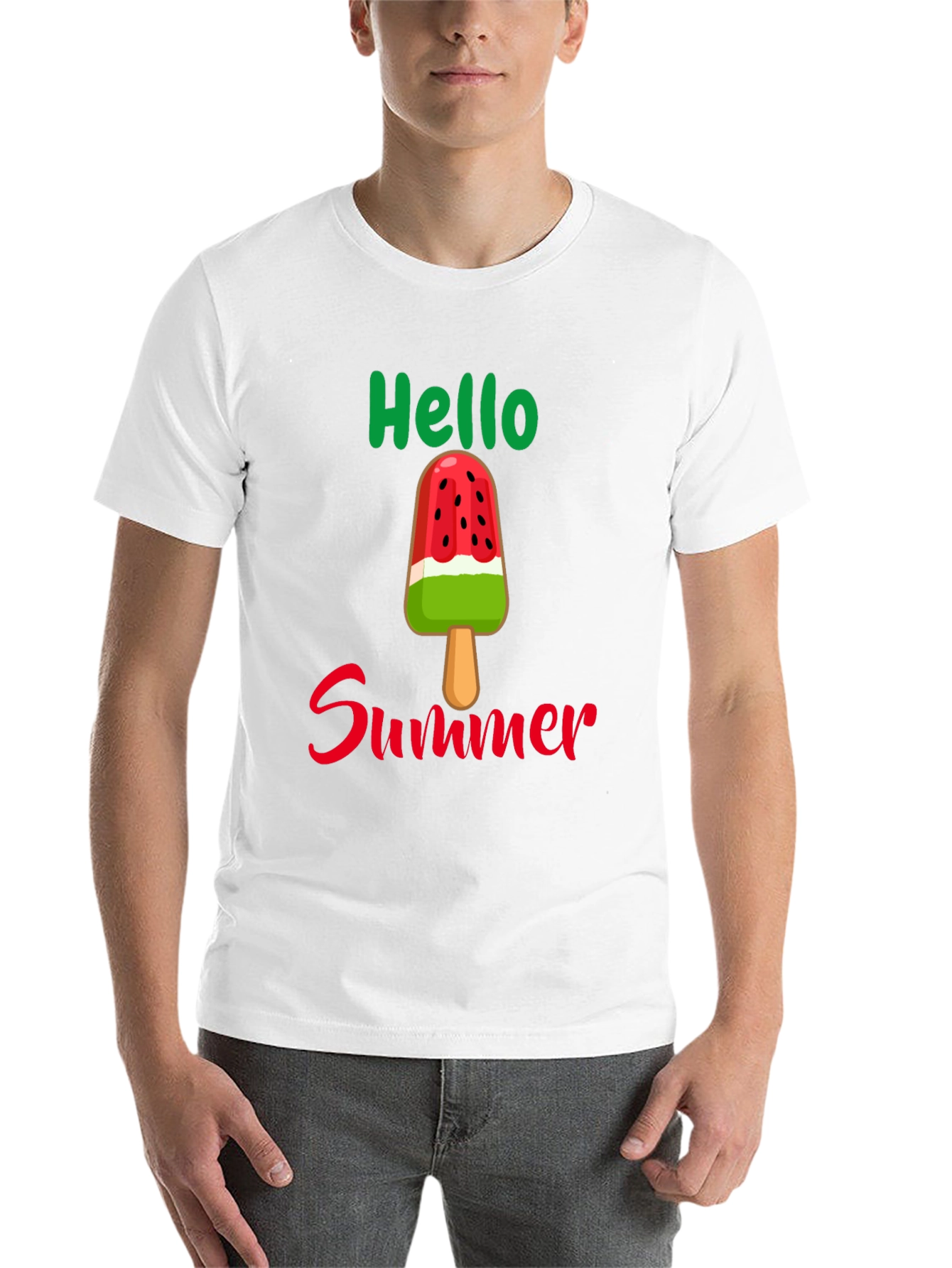 Black Hello Summer Watermelon Popsicle Graphic Tee view 14