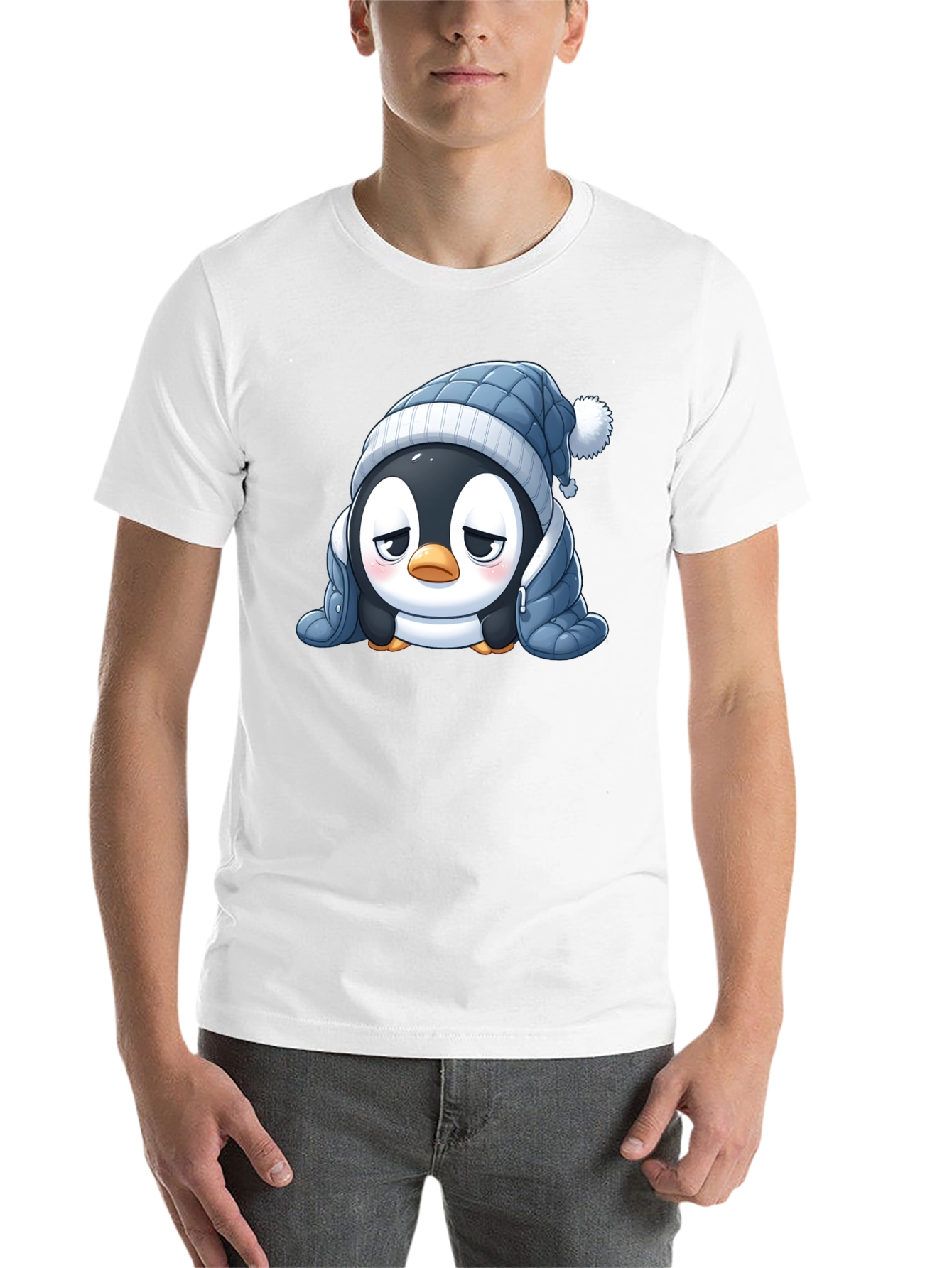 Black Cute Penguin Winter T-Shirt view 14