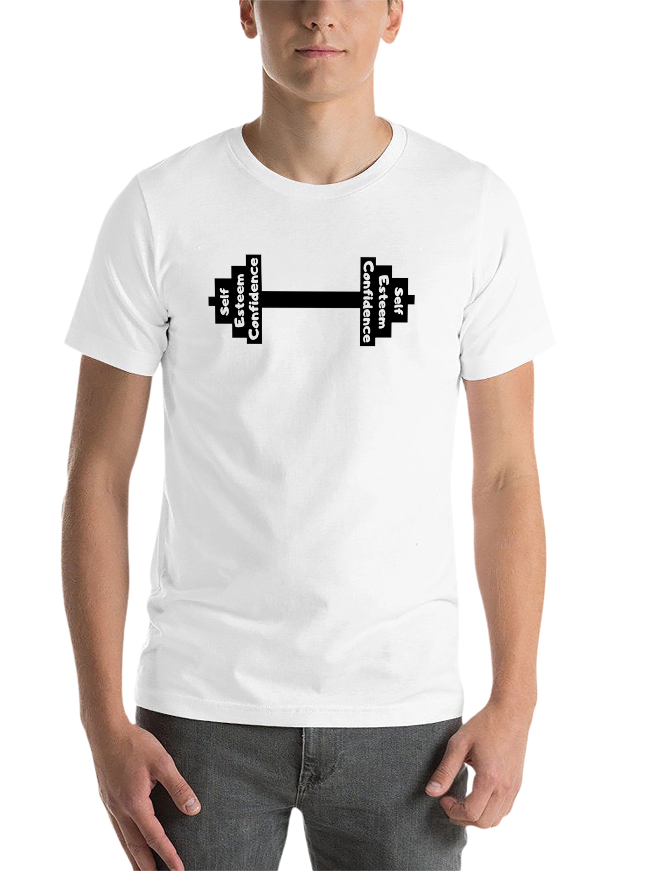 Black Motivational Dumbbell T-Shirt - Self Esteem & Confidence view 14