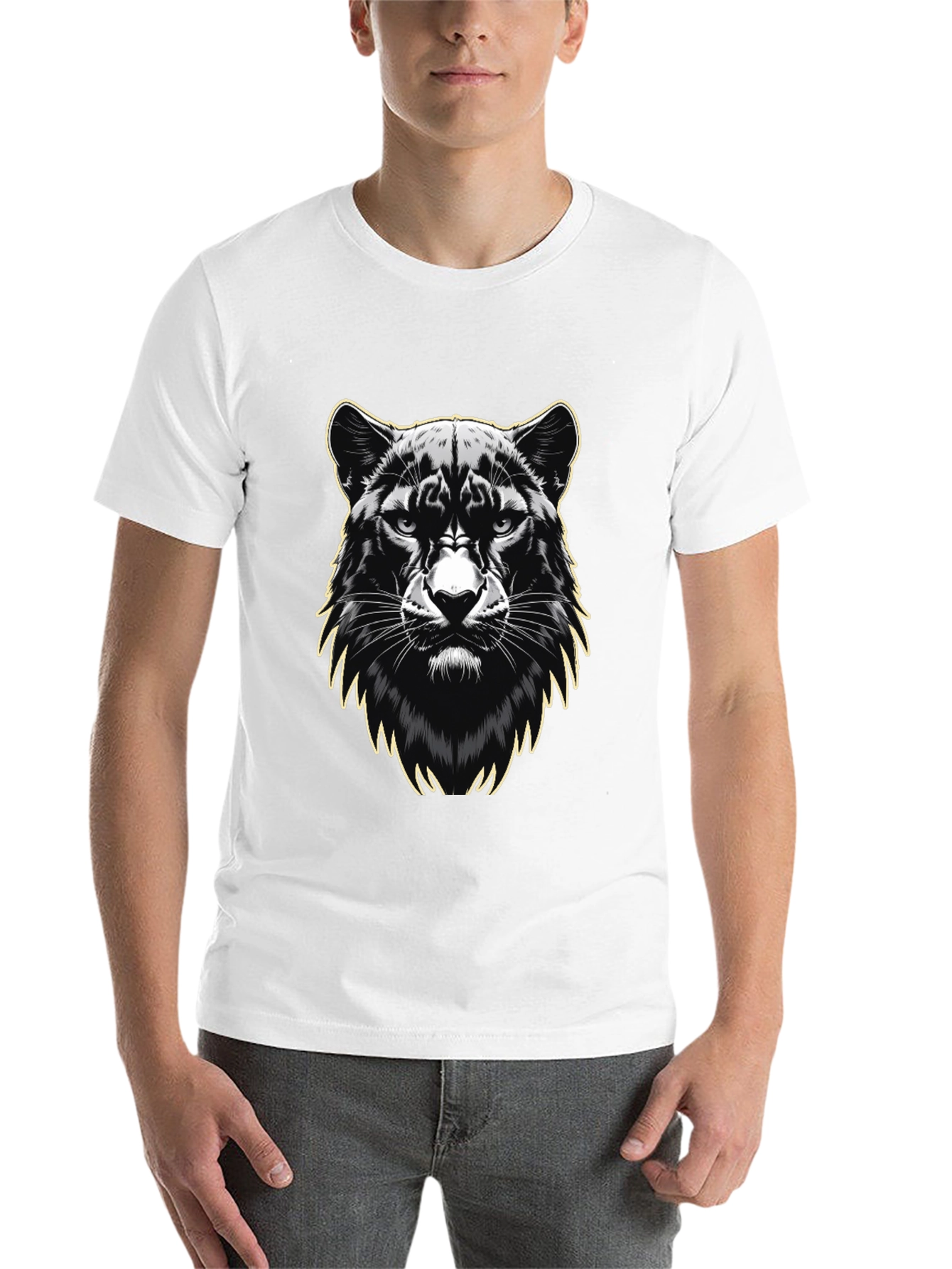 Black Black Panther Graphic Print Men's T-Shirt view 14