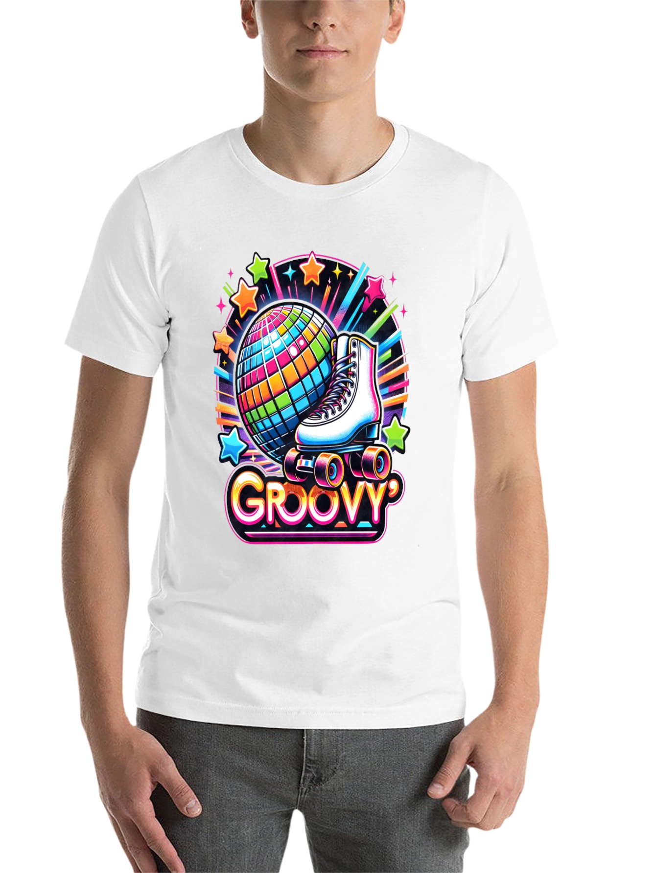 Black Groovy Roller Skate Disco Ball T-Shirt view 14
