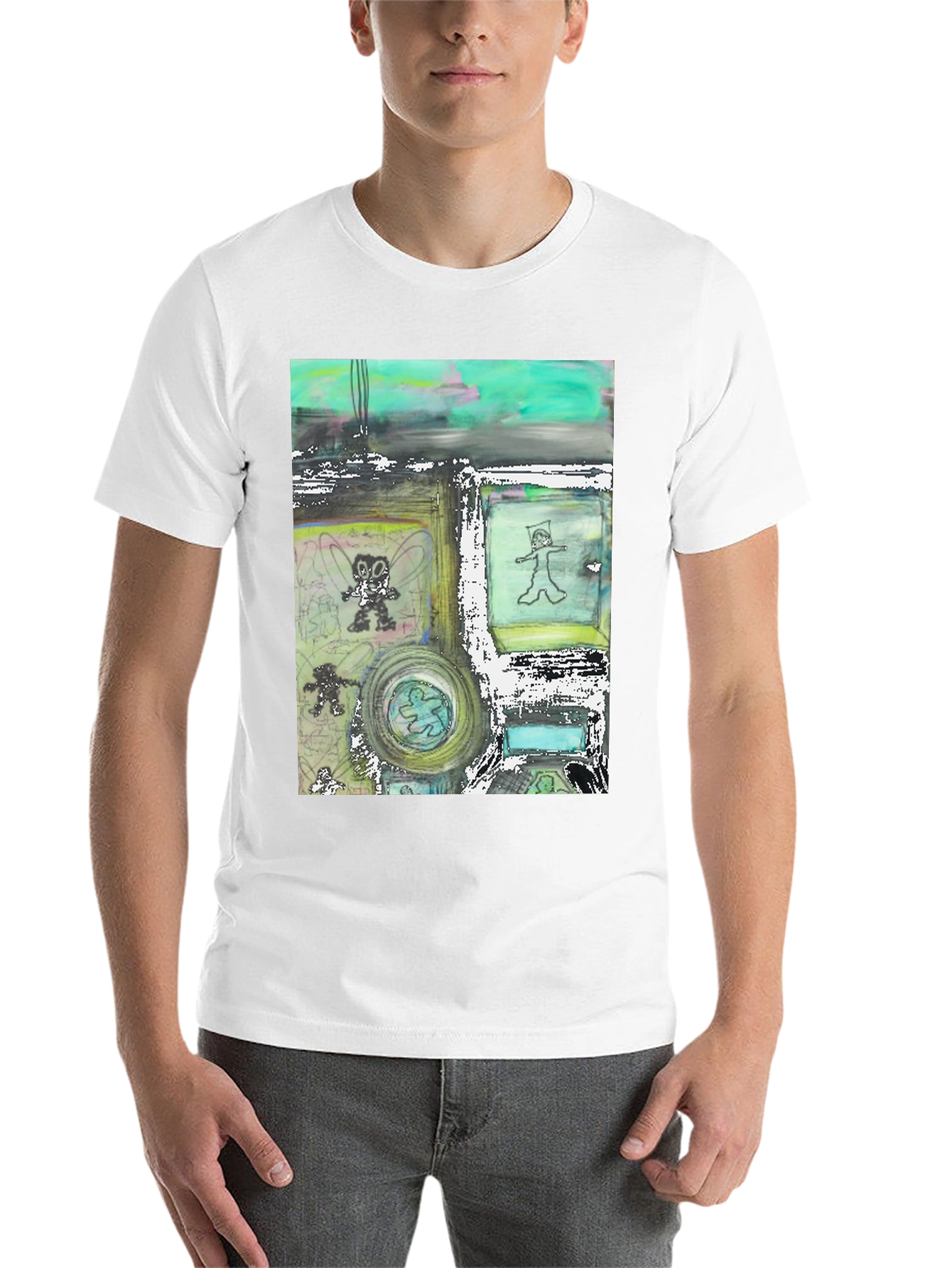 Black Abstract Art Print Black T-Shirt - Unique Graphic Tee view 14