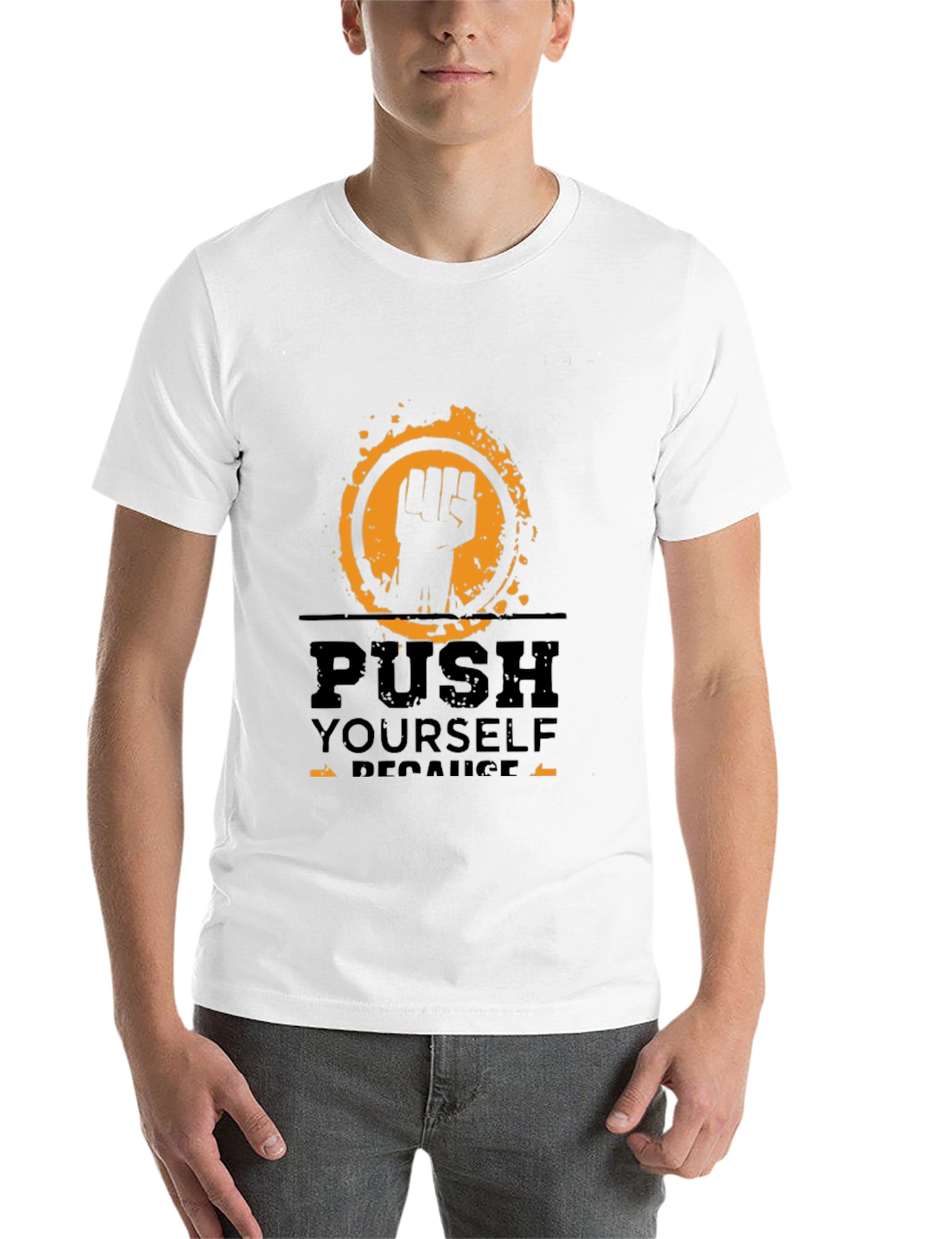 Black Motivational Push Yourself Black T-Shirt view 14