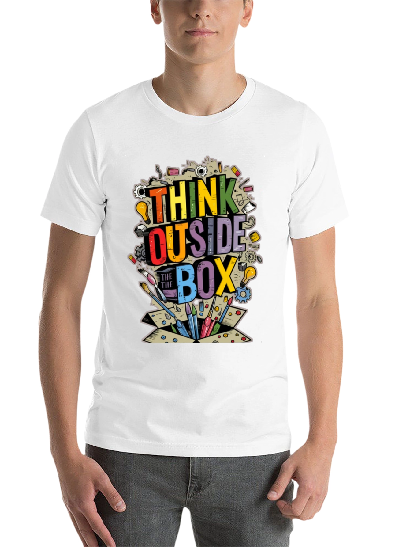 Black Think Outside the Box Graphic T-Shirt view 14