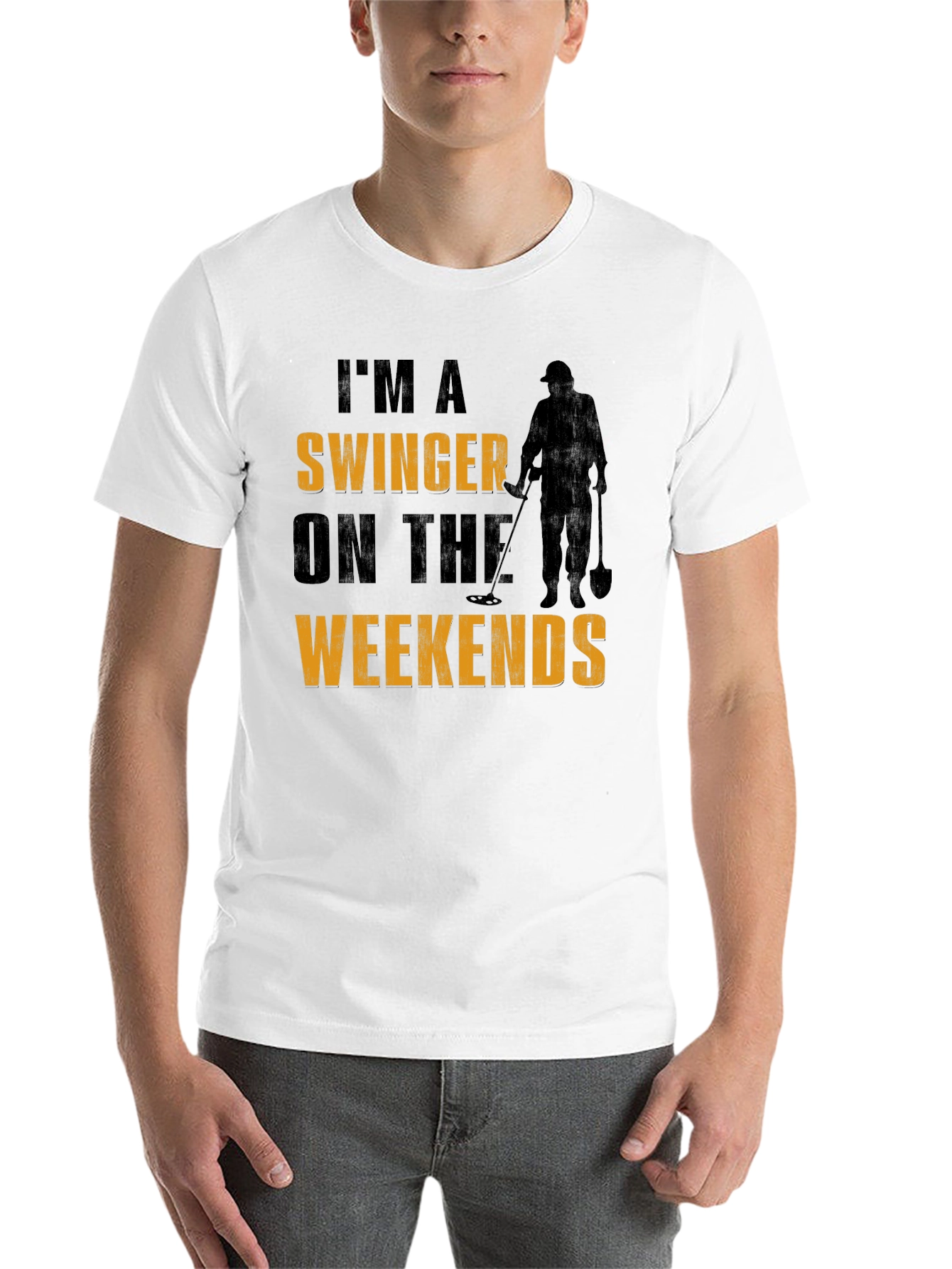 Black Funny Metal Detecting T-Shirt: I'm A Swinger On The Weekends view 14