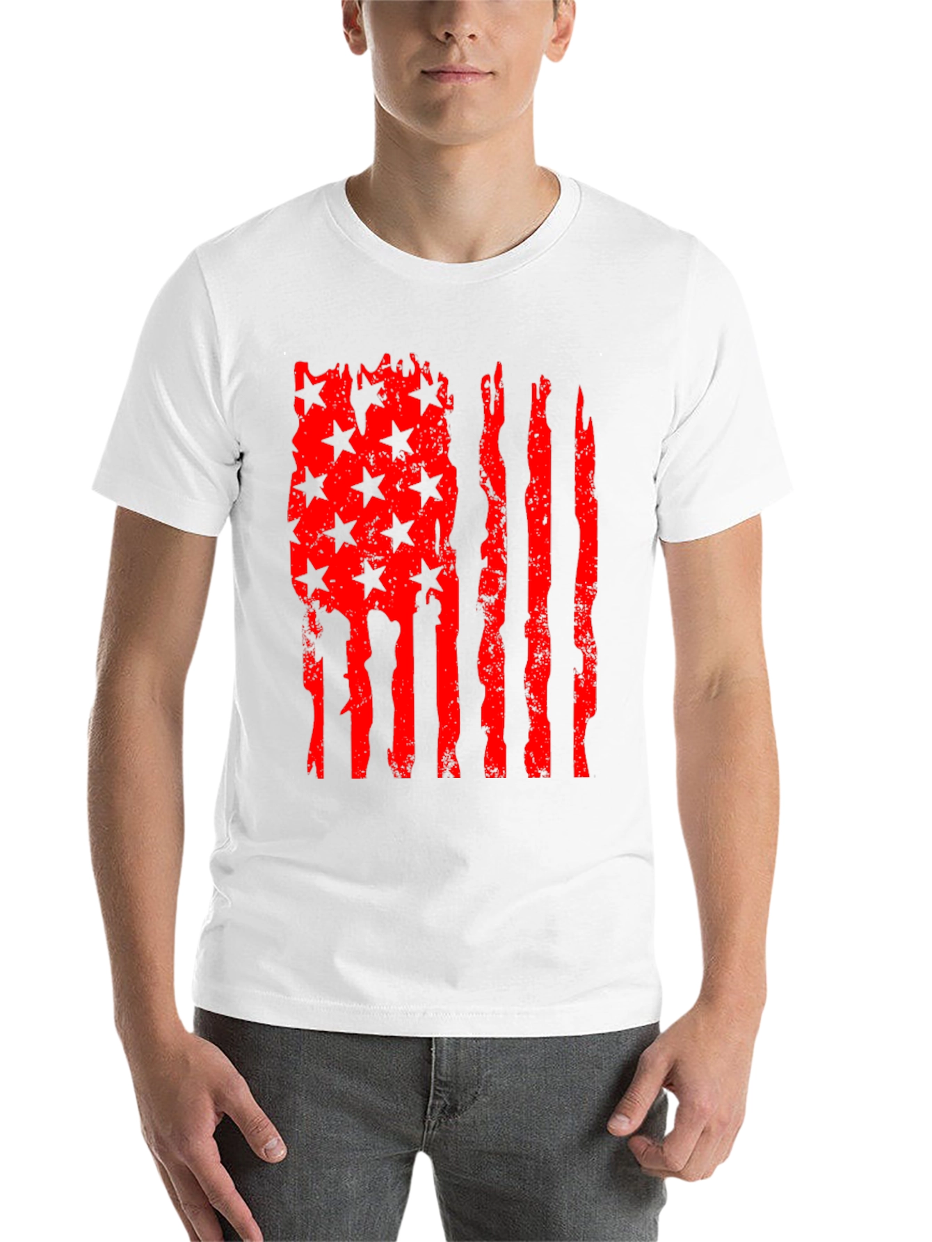 Black American Flag Distressed Graphic Tee view 14