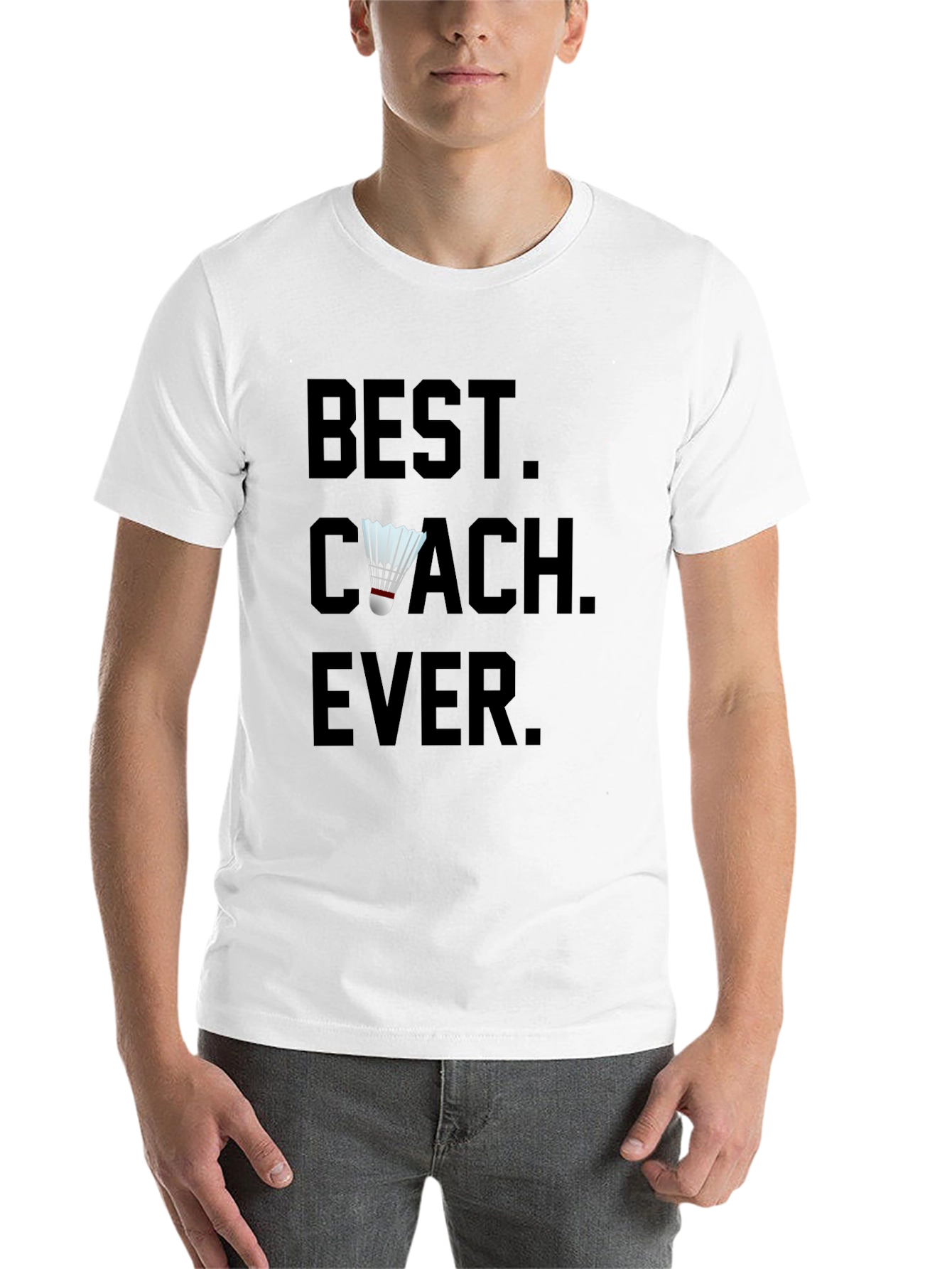 Black Best Coach Ever Shuttlecock T-Shirt view 14