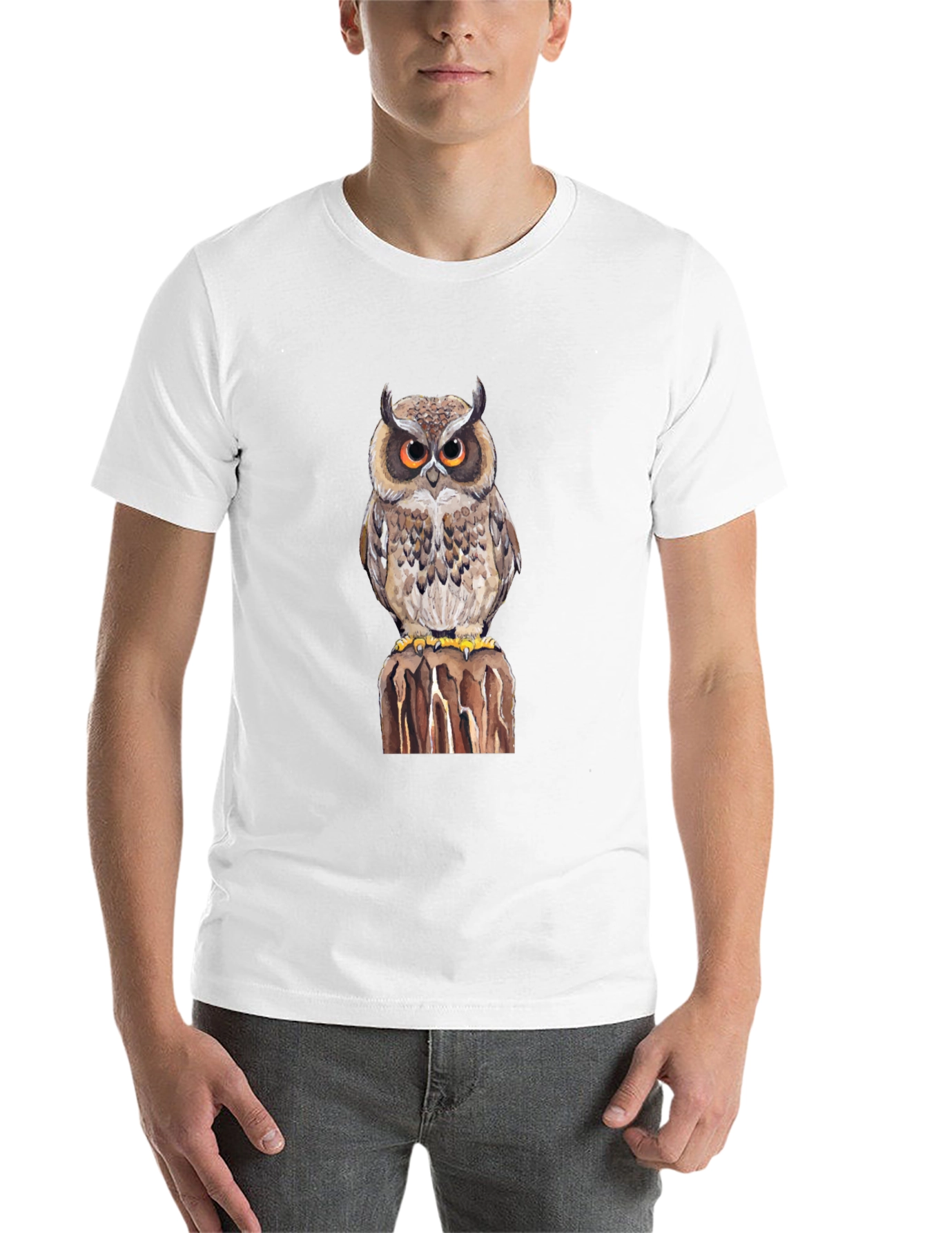 Black Owl Graphic Print Black T-Shirt view 14