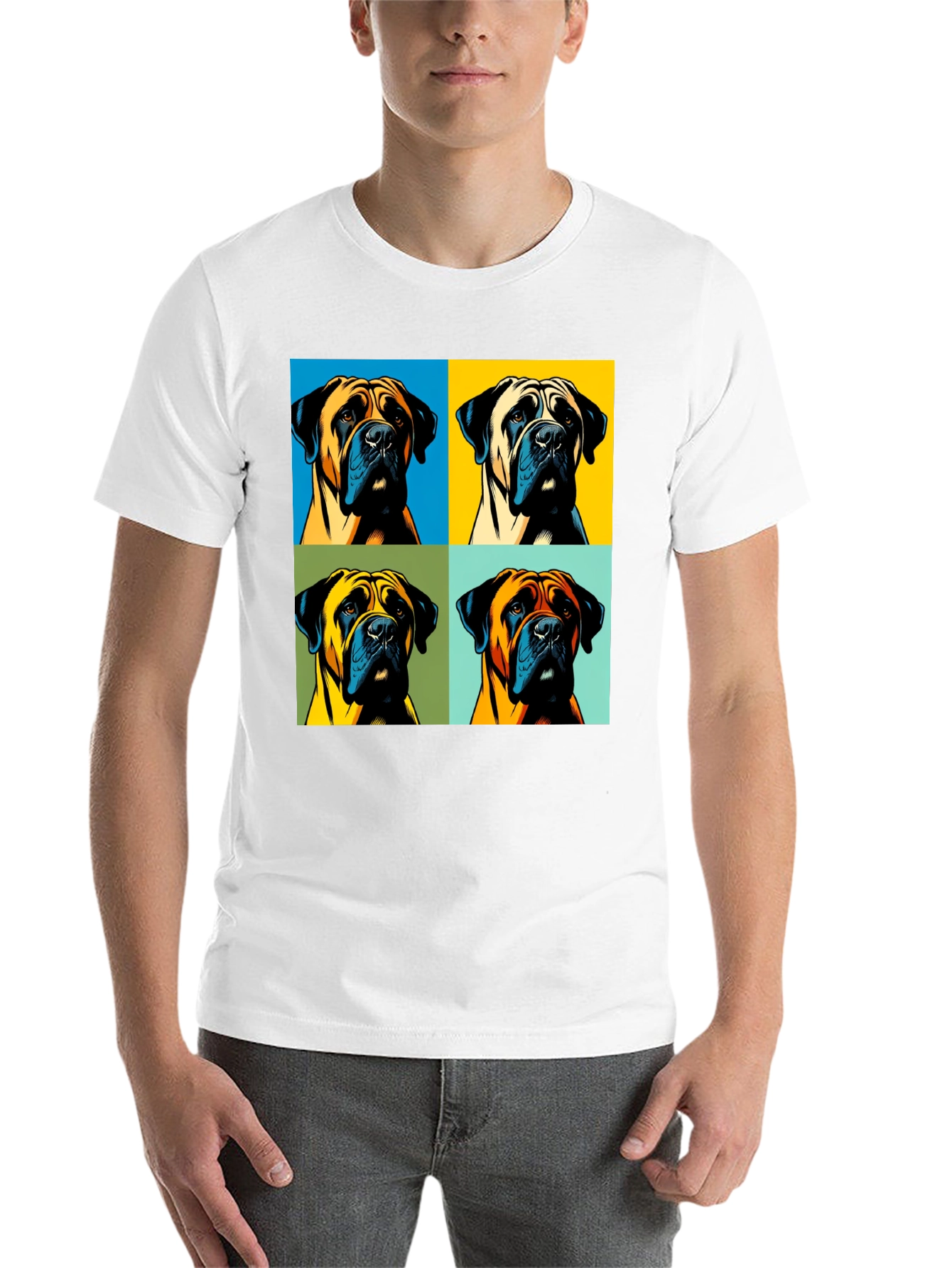 Black Pop Art Dog Graphic T-Shirt - Unique Boxer Tee view 14