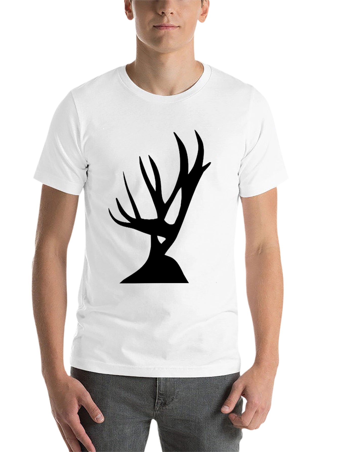 Black Abstract Antler Graphic Tee - Black Unisex view 14