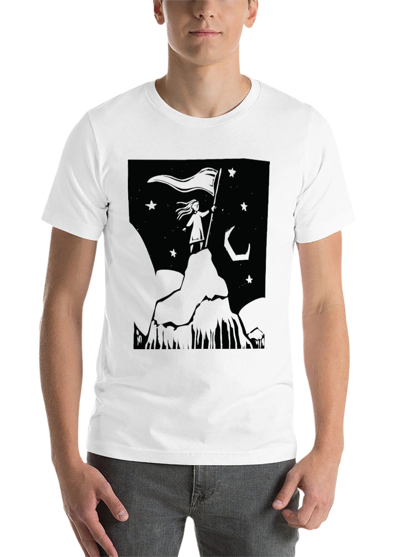Black Mountain Top Girl Graphic T-Shirt - Black view 14