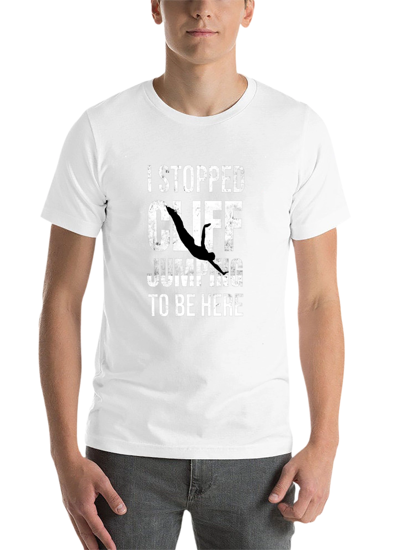 Black I Stopped Cliff Jumping T-Shirt - Funny Graphic Tee view 14