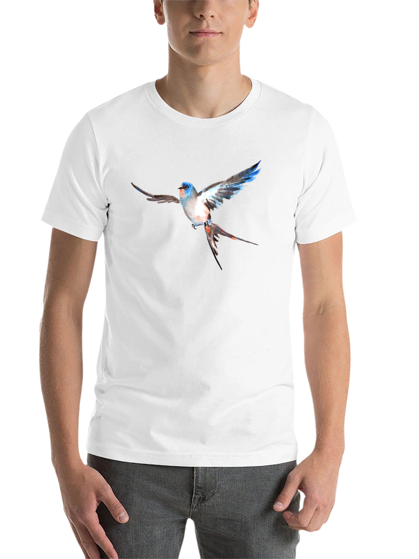 Black Blue Bird Graphic Print Black T-Shirt view 14