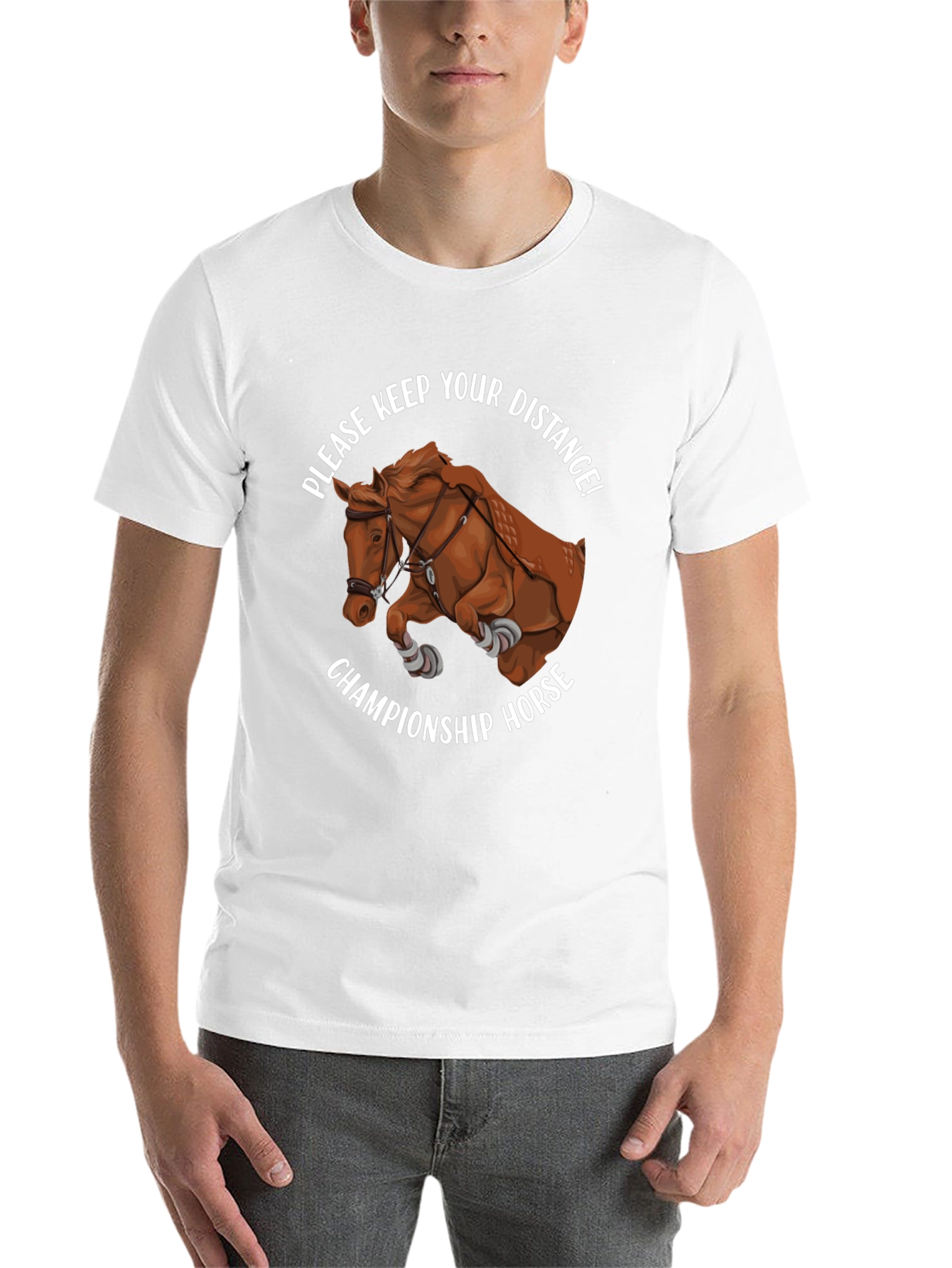 Black Championship Horse T-Shirt - Keep Your Distance Equestrian Tee view 14