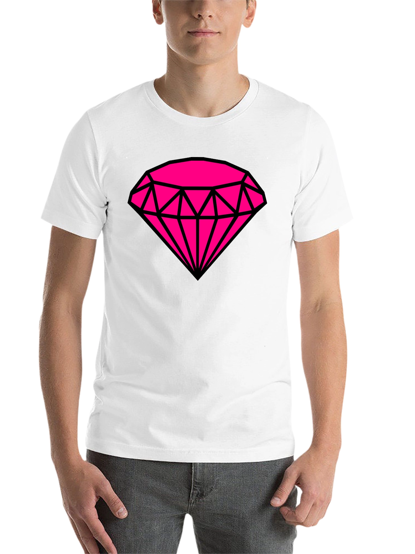 Black Bold Graphic Tee: Hot Pink Diamond Design view 14