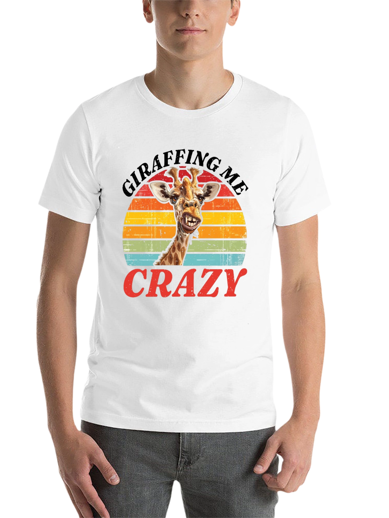 Black Giraffing Me Crazy Graphic Tee - Hilarious Giraffe T-Shirt view 14