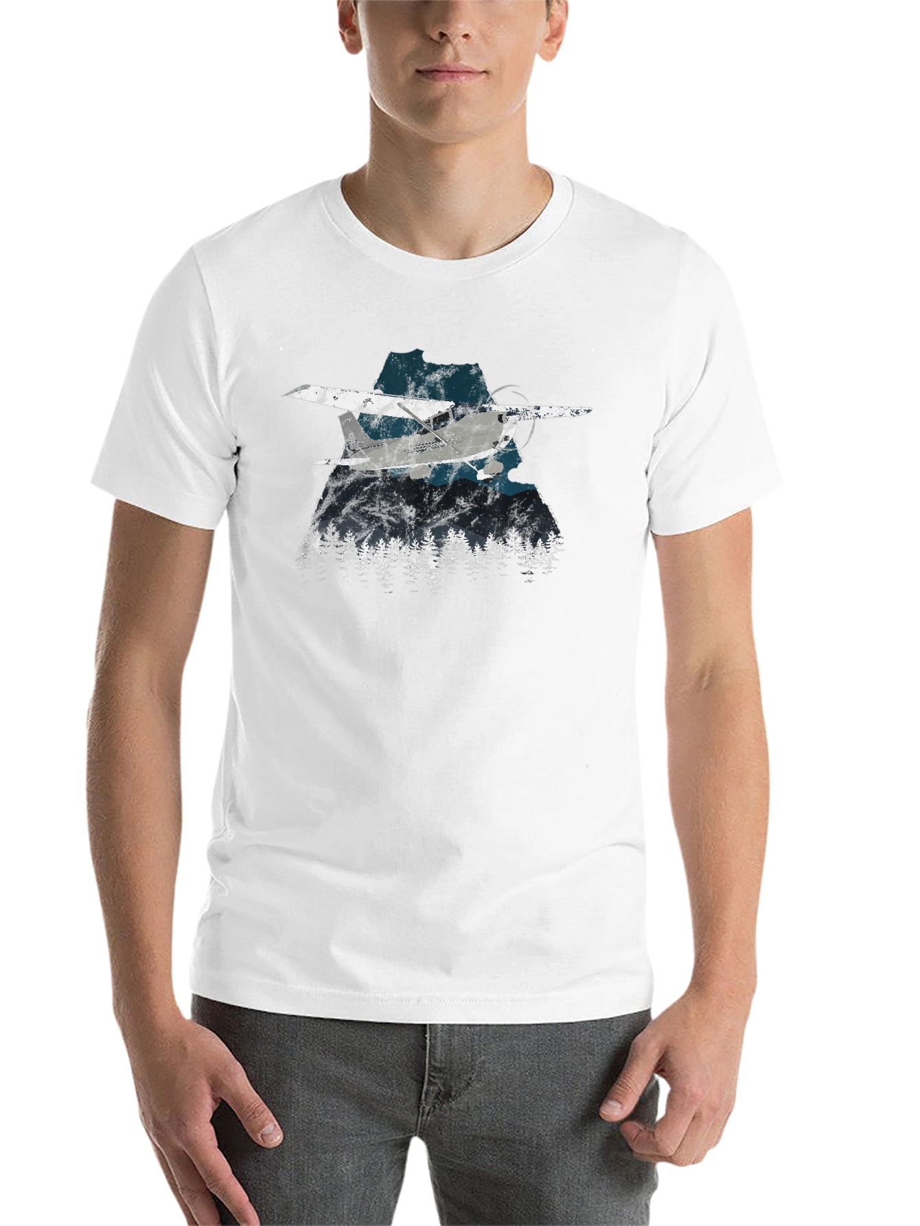 Black Vintage Airplane & Mountains Graphic Tee - Black view 14