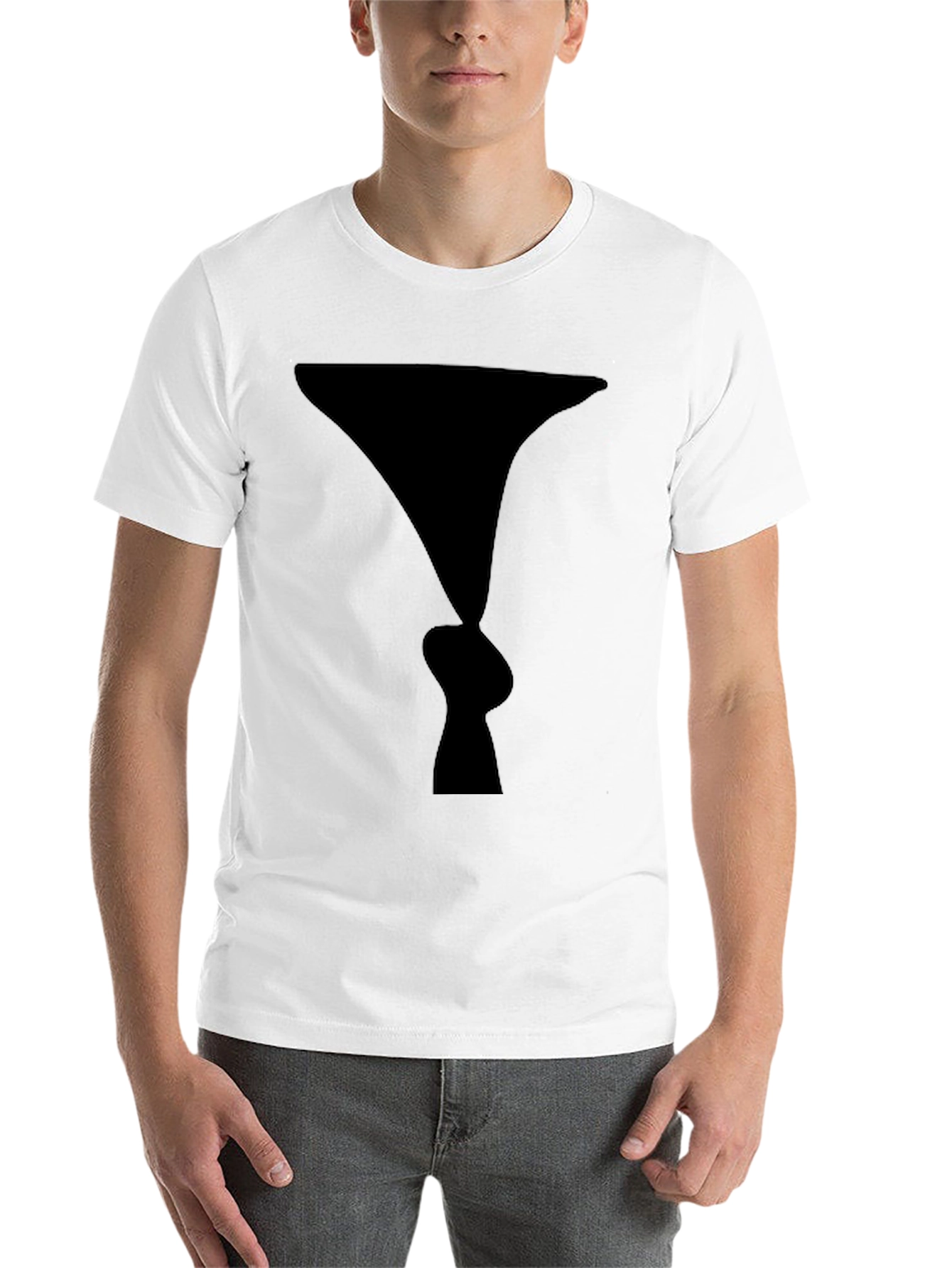 Black Optical Illusion Faces Black T-Shirt view 14