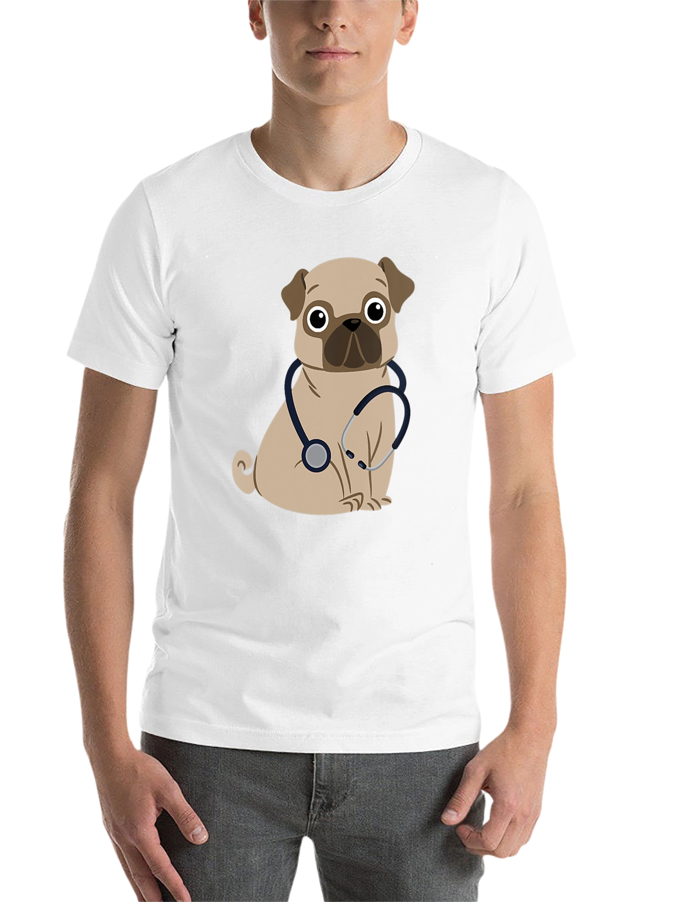 Black Pug Dog Vet T-Shirt view 14