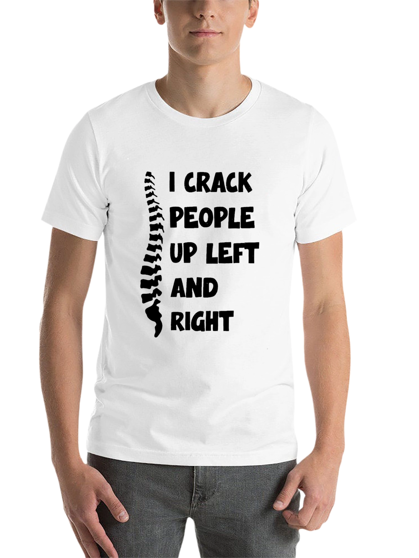 Black Chiropractor Humor Graphic Tee - I Crack People Up view 14