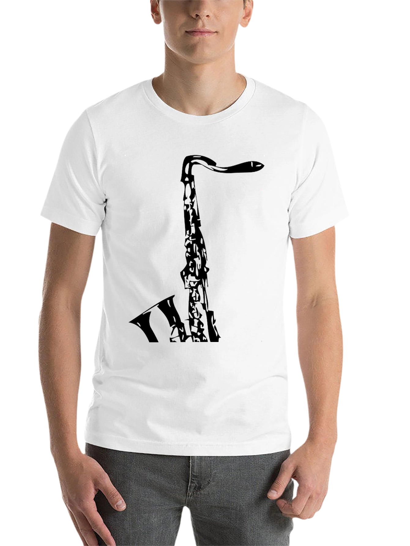 Black Saxophone Graphic T-Shirt - Black view 14