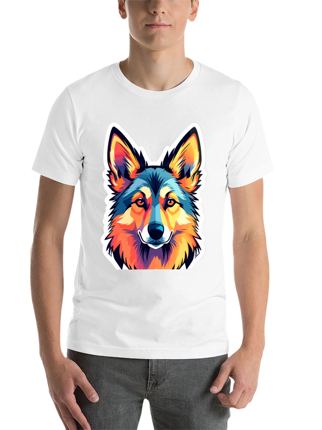 Black Vibrant Wolf Graphic Tee - Stylish Men's Black T-Shirt view 14