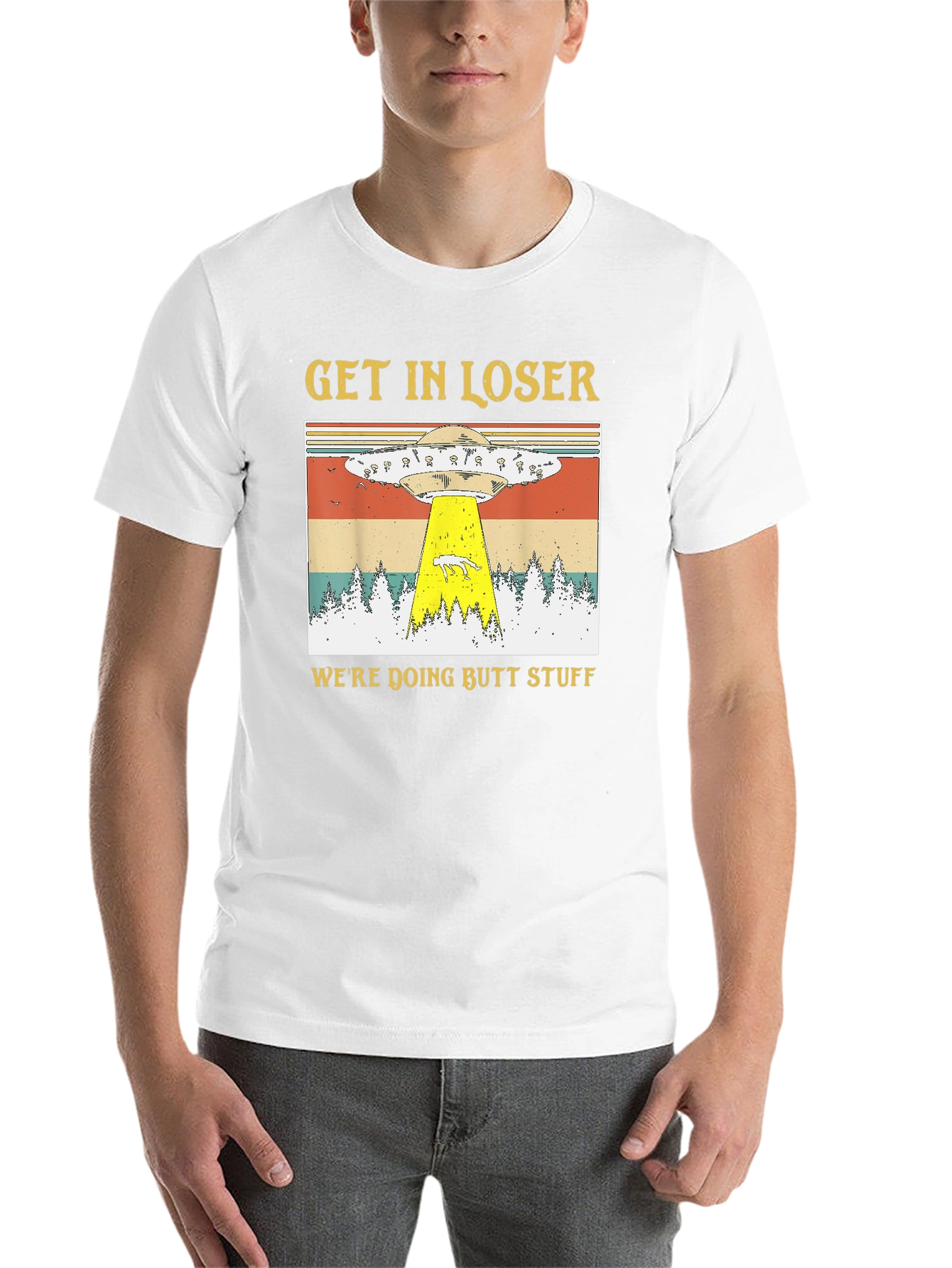 Black Get In Loser UFO Abduction T-Shirt view 14