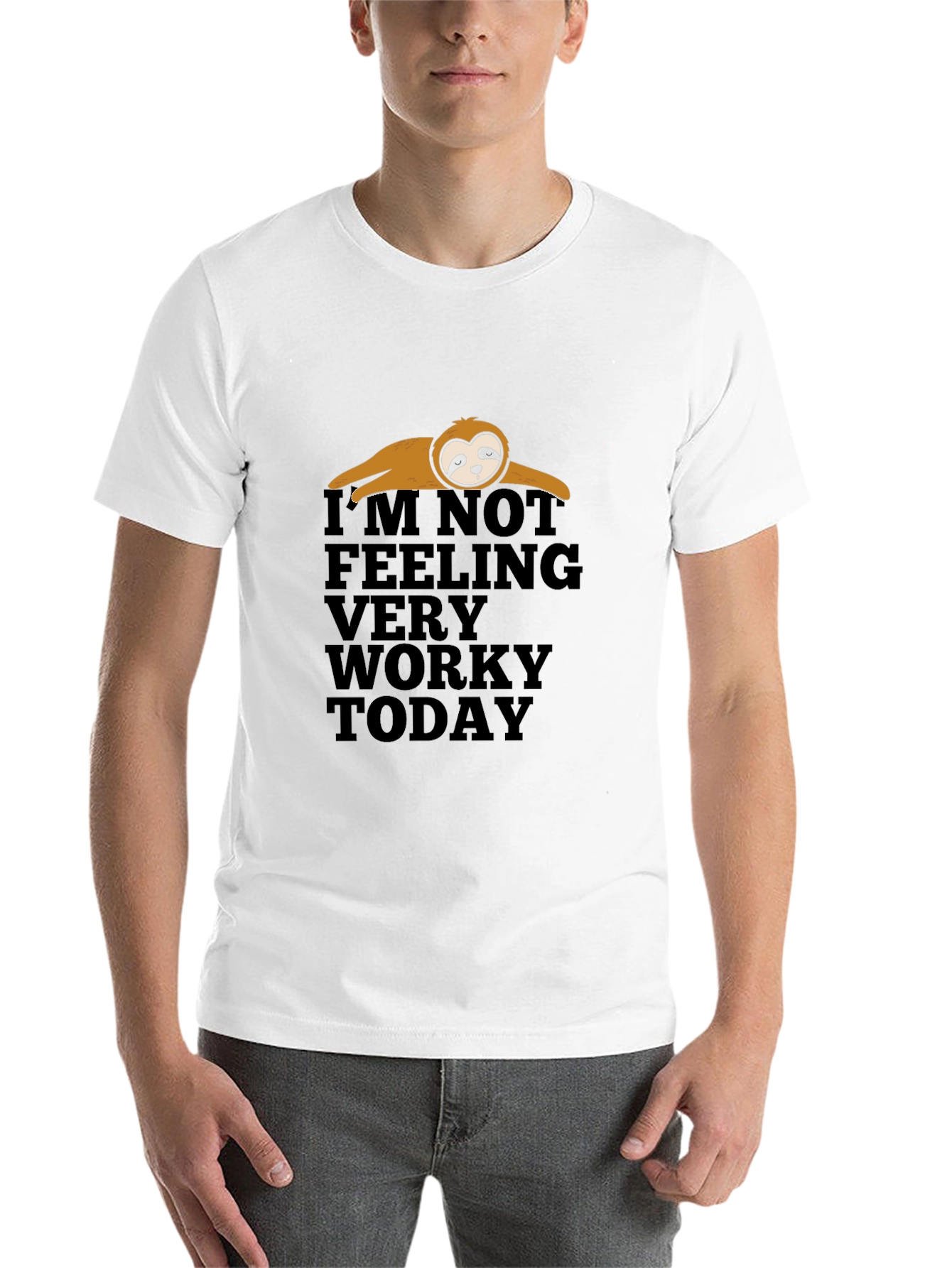 Black Lazy Sloth Funny Graphic T-Shirt view 14