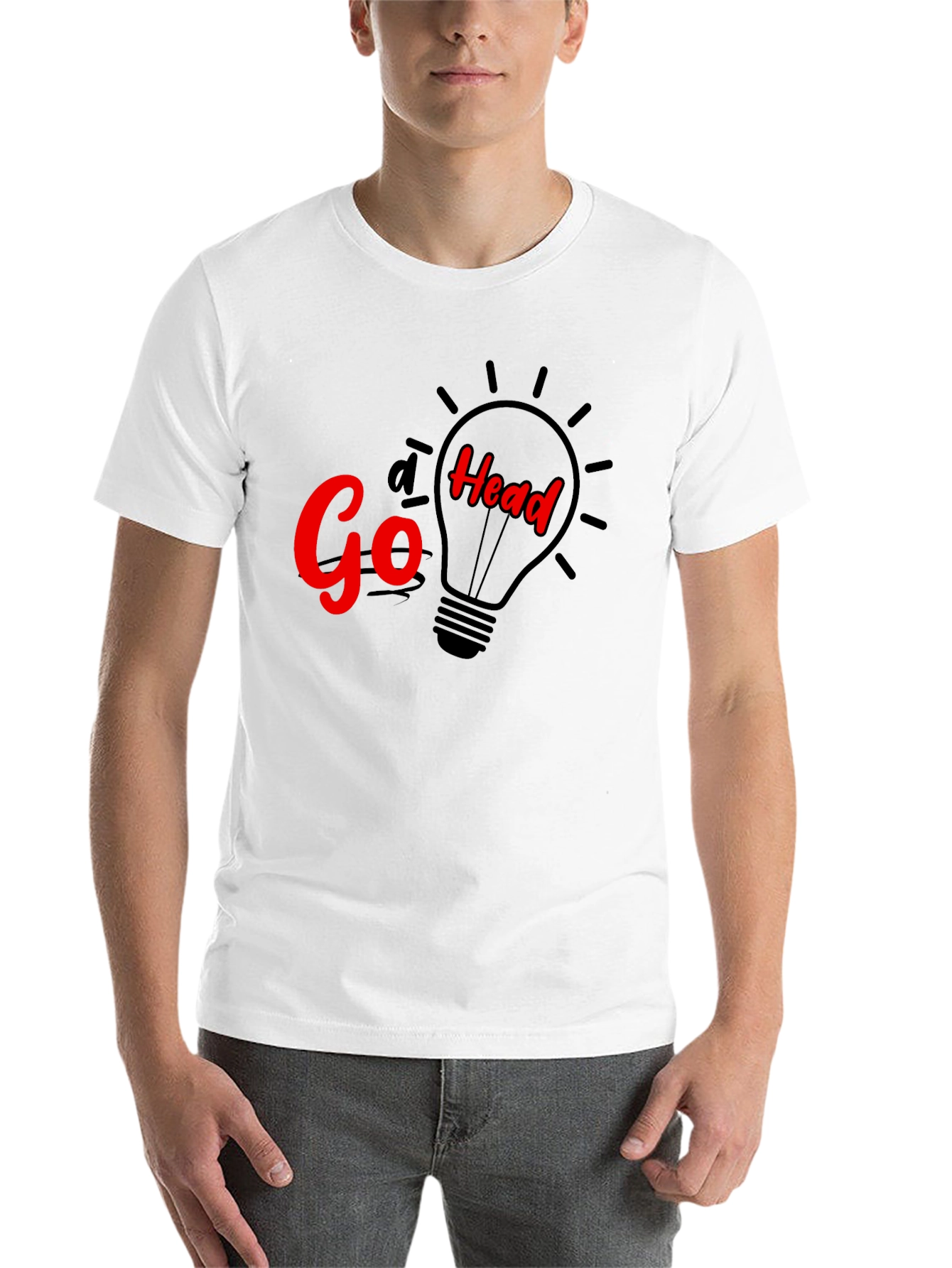 Black Go Head Lightbulb Graphic T-Shirt view 14