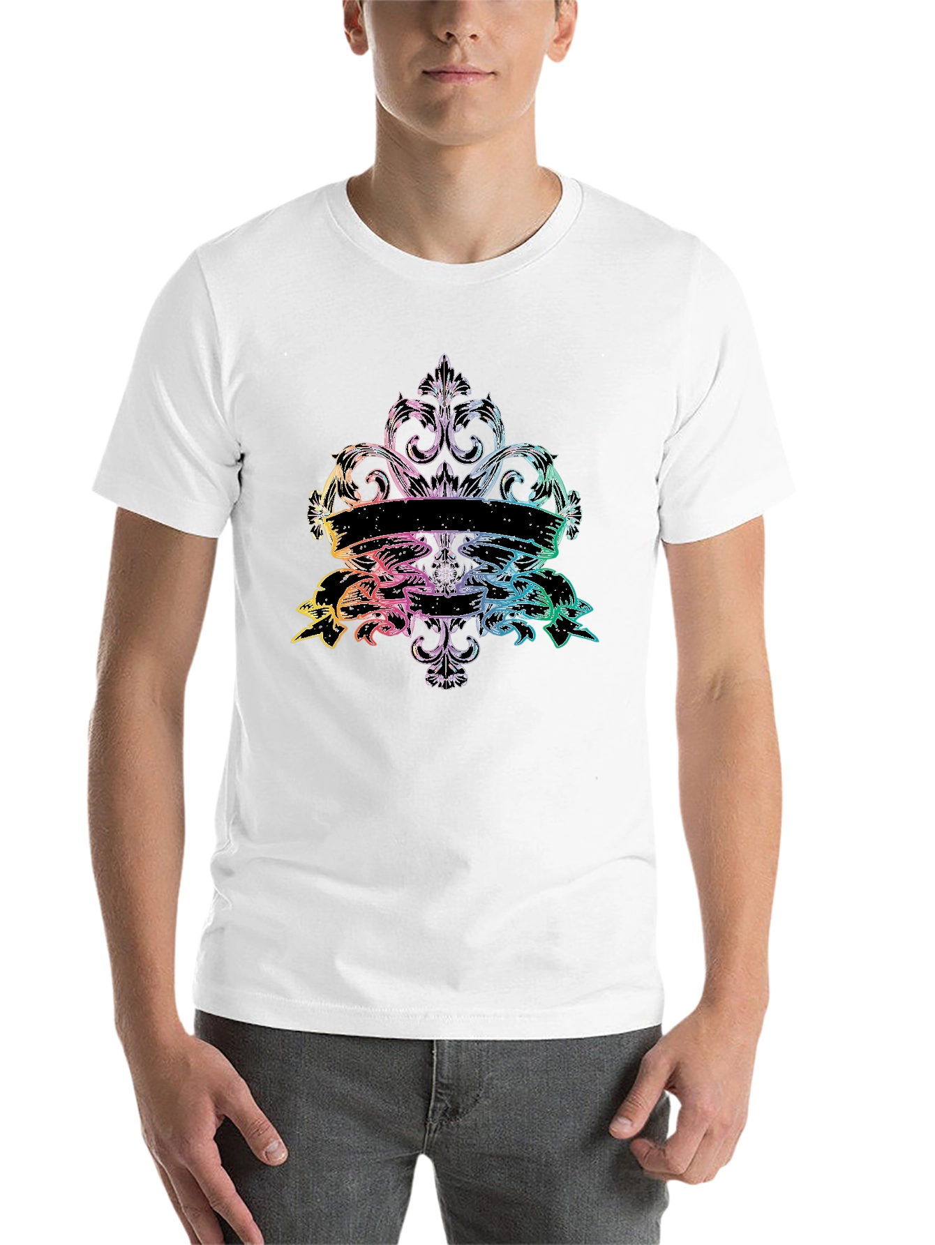 Black Rainbow Fleur-de-Lis Black T-Shirt view 14