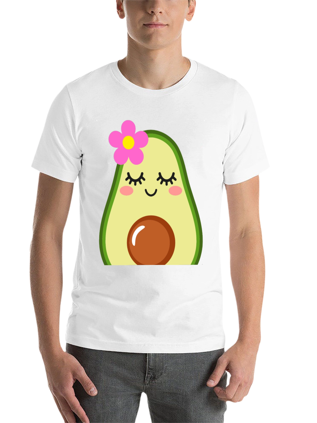 Black Cute Avocado Graphic Tee - Unisex Black T-Shirt view 14