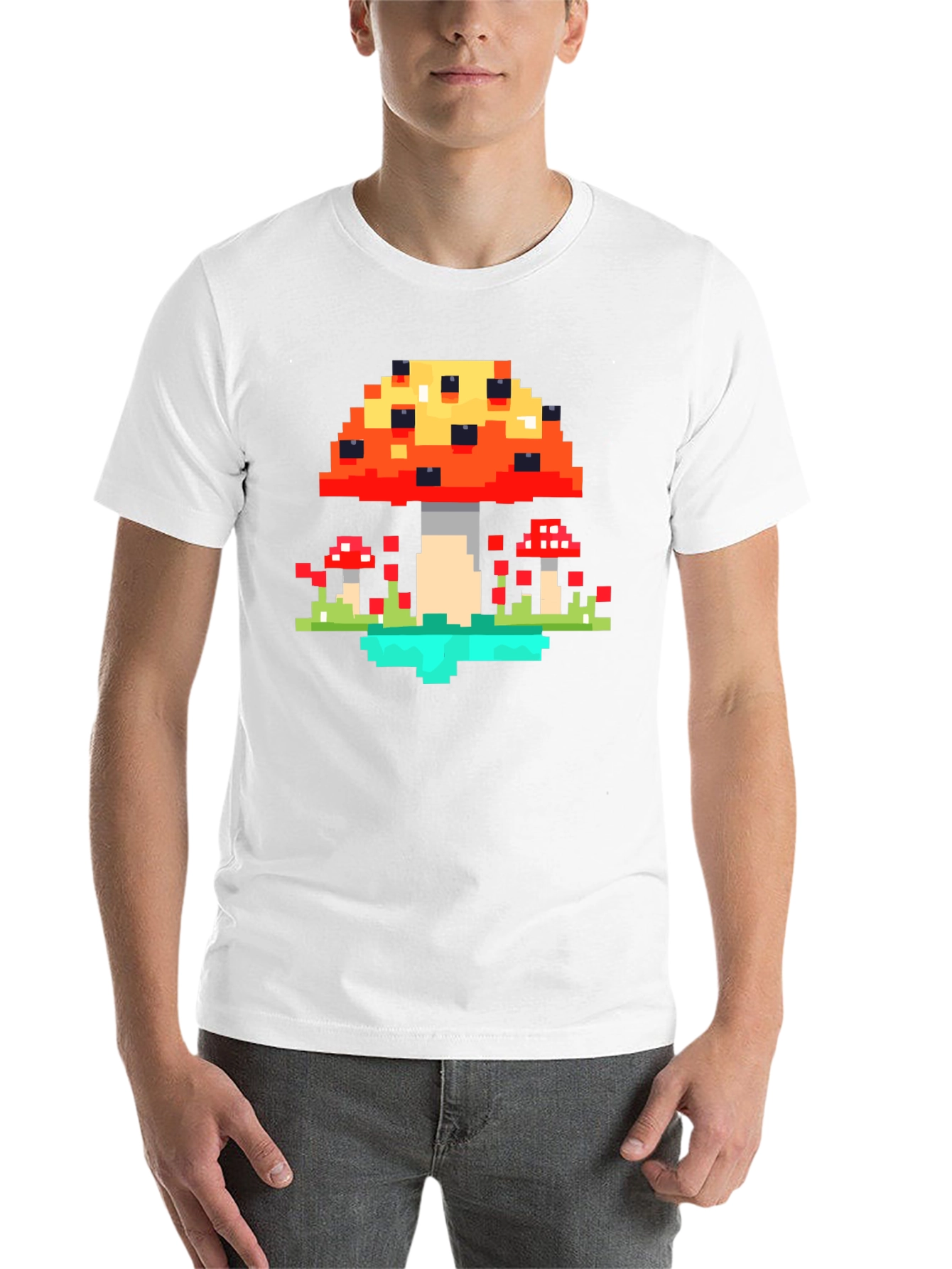 Black Pixel Mushroom Graphic Tee - Retro Gaming Style Shirt view 14