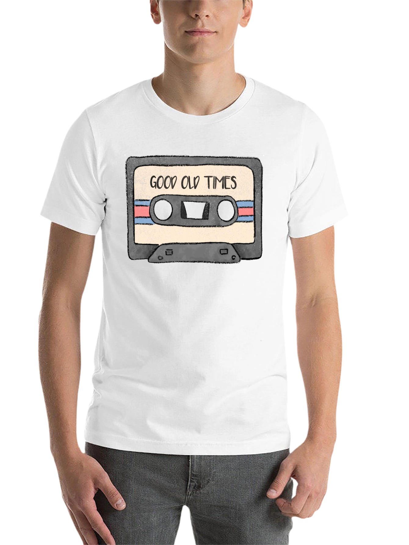 Black Good Old Times Cassette Tape Graphic T-Shirt view 14