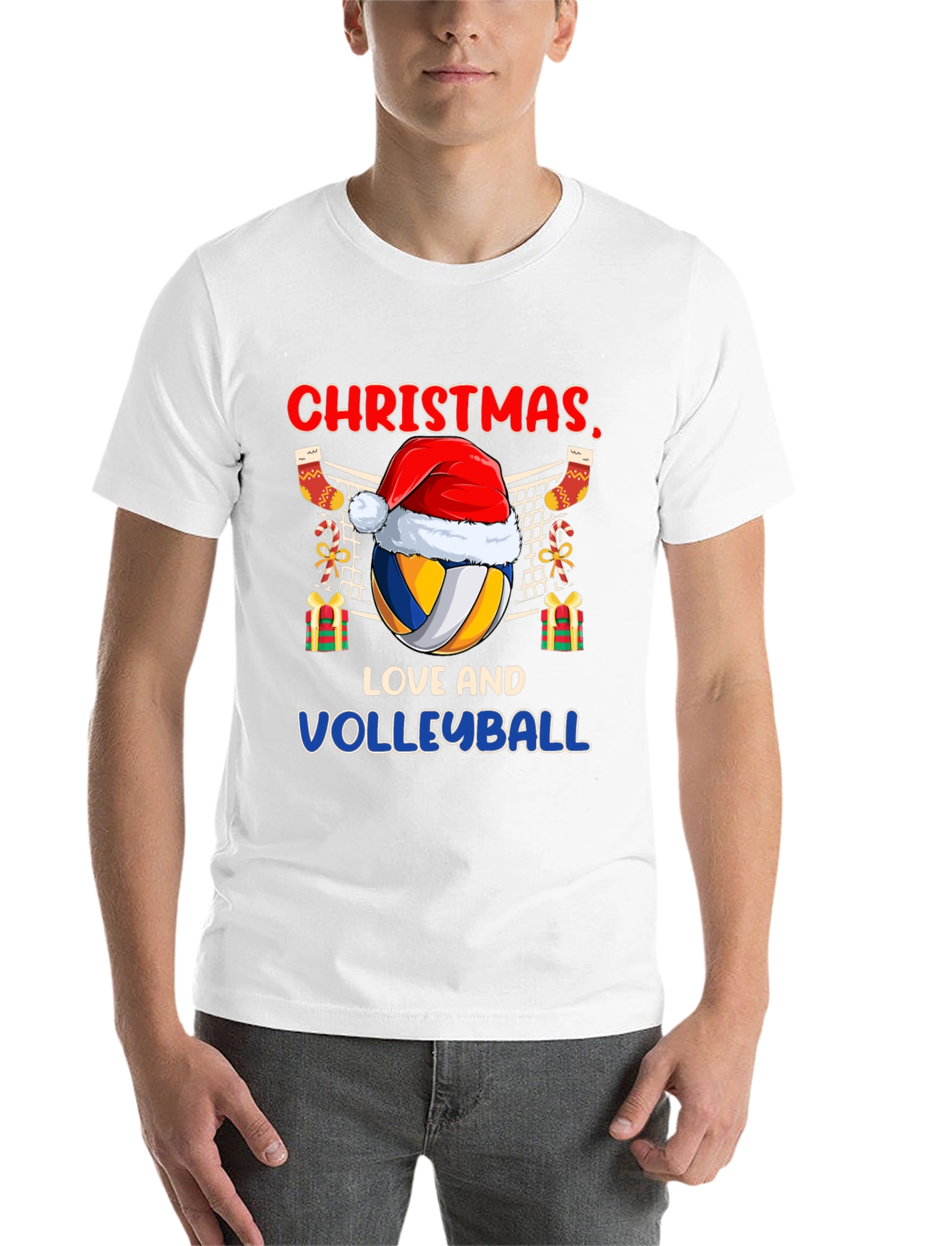 Black Christmas Love and Volleyball T-Shirt view 14