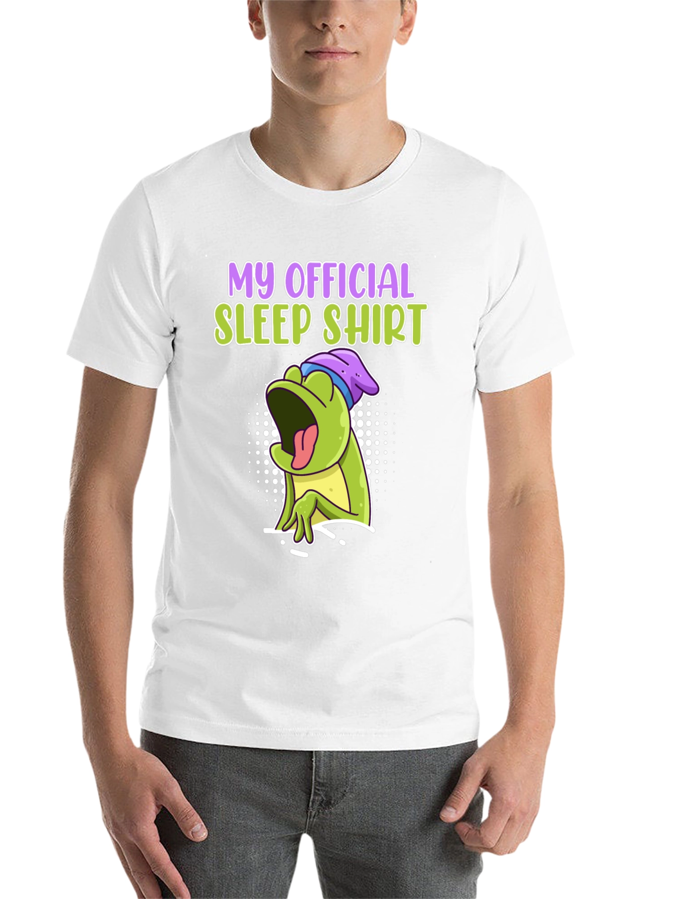 Black Official Sleep Shirt - Funny Frog Design view 14