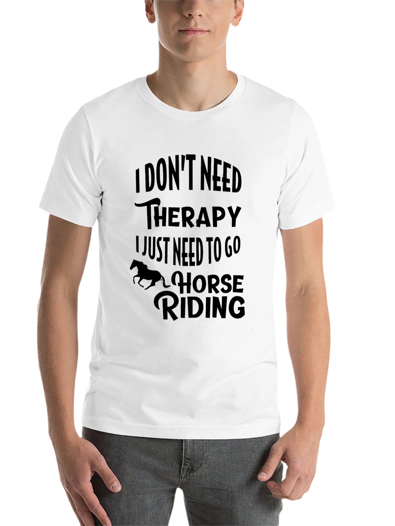 Black Horse Riding Therapy Graphic Tee - Unisex Black T-Shirt view 14