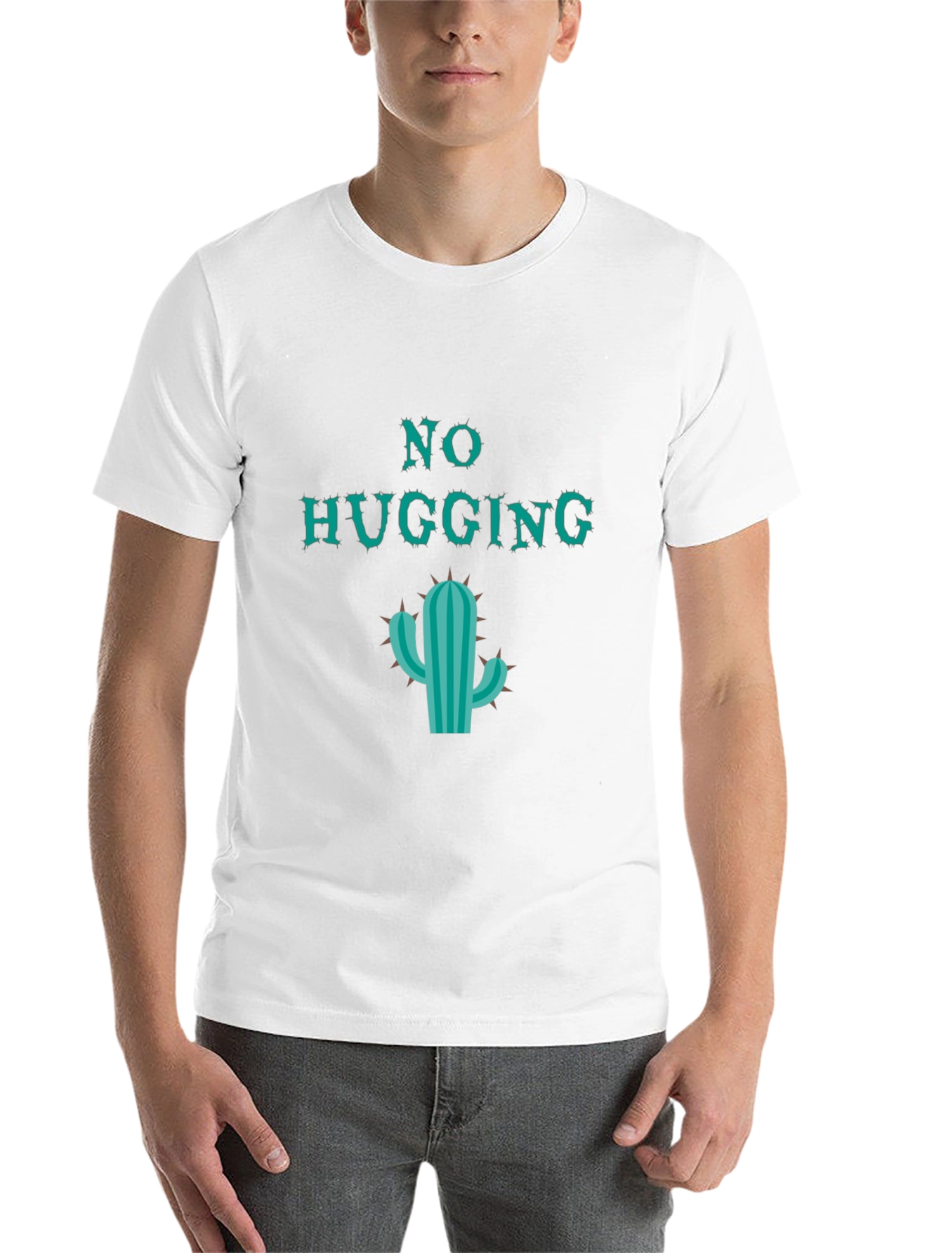 Black No Hugging Cactus Graphic Tee - Sarcastic Humor Shirt view 14