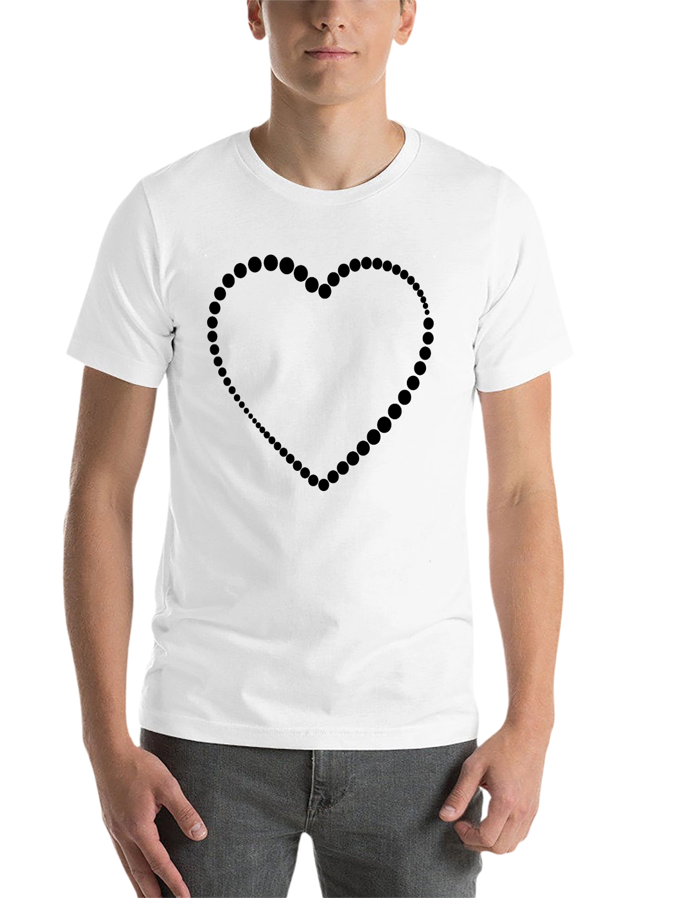 Black Heart Dot Design T-Shirt - Black view 14