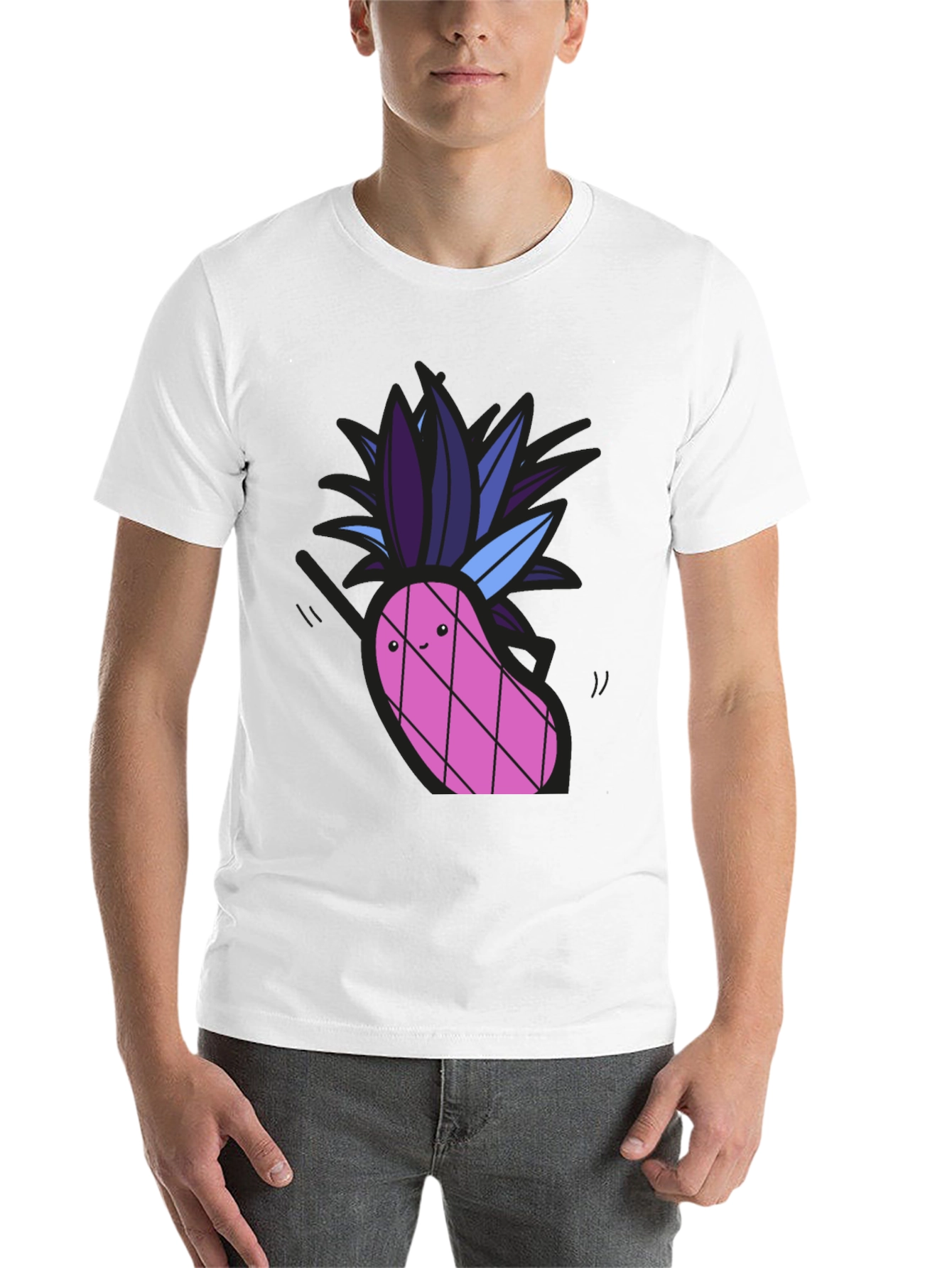 Black Funny Pineapple Graphic Tee - Black Cotton T-Shirt view 14