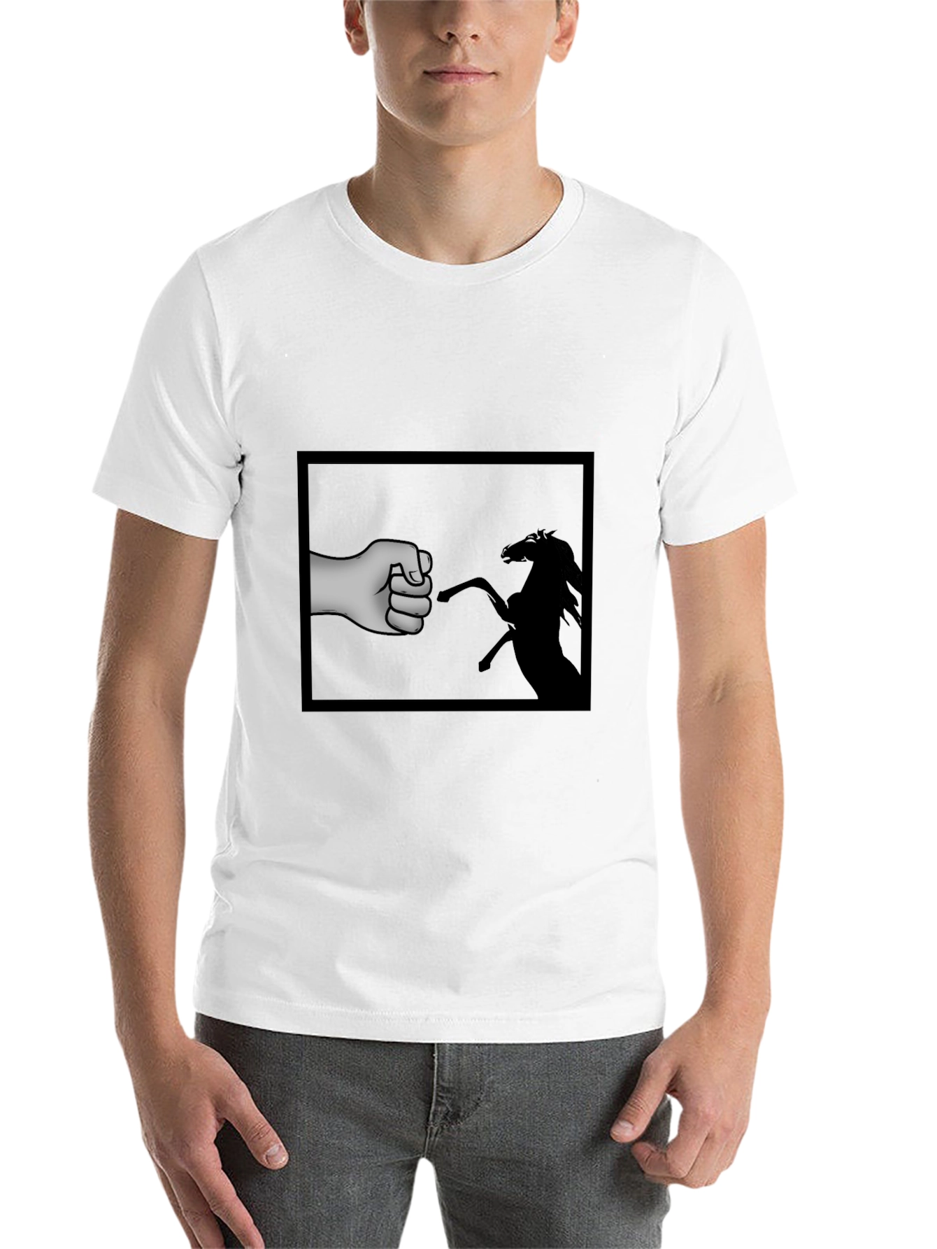 Black Fist Bump Horse Graphic T-Shirt - Black view 14