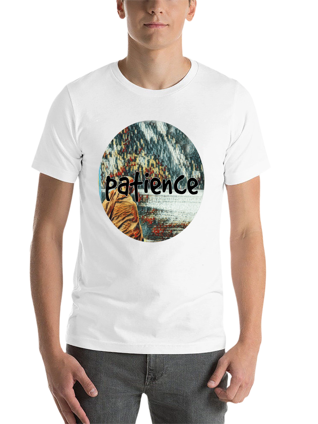 Black Patience Graphic T-Shirt - Black Crew Neck Tee view 14