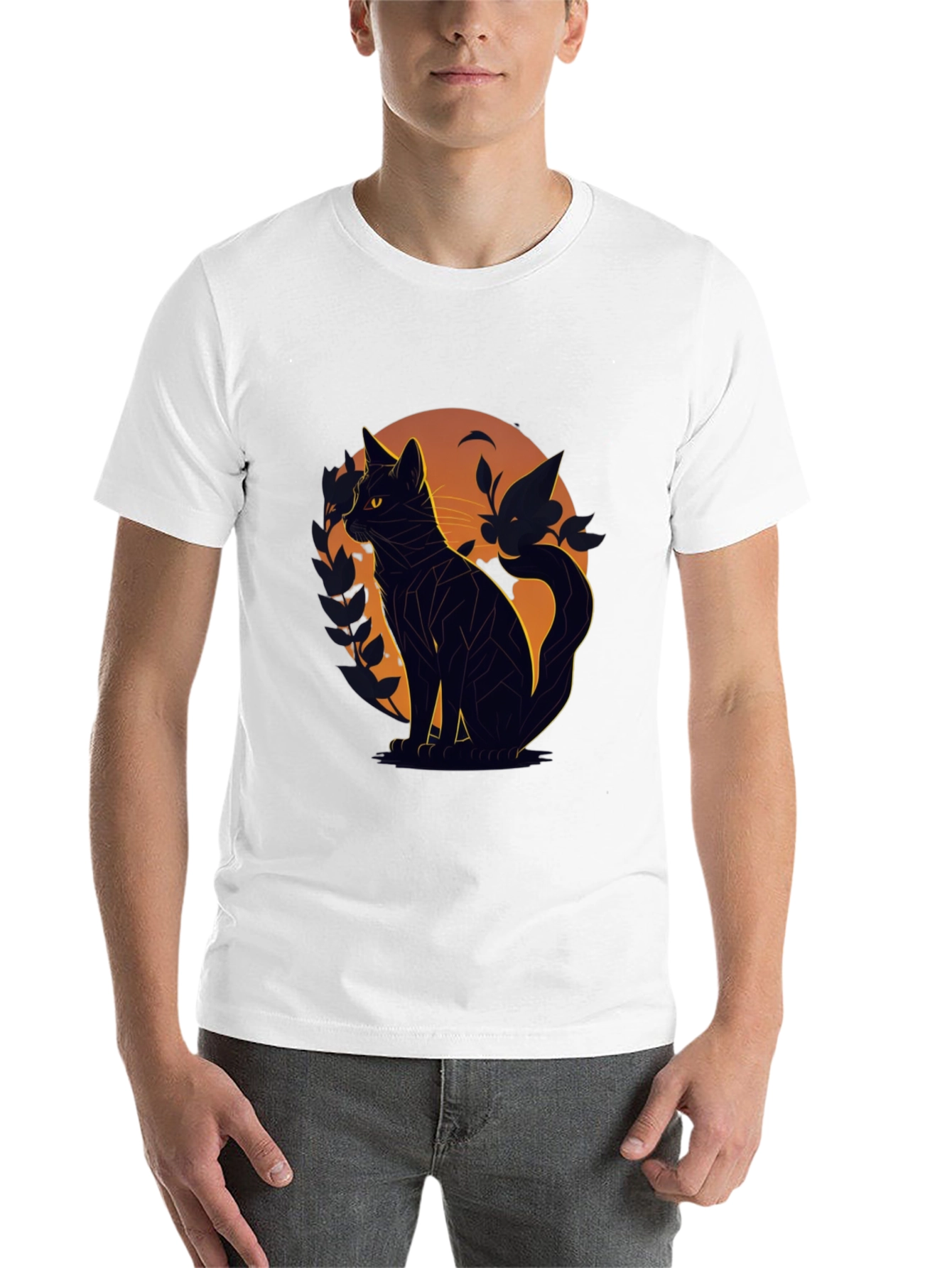 Black Geometric Black Cat T-Shirt view 14