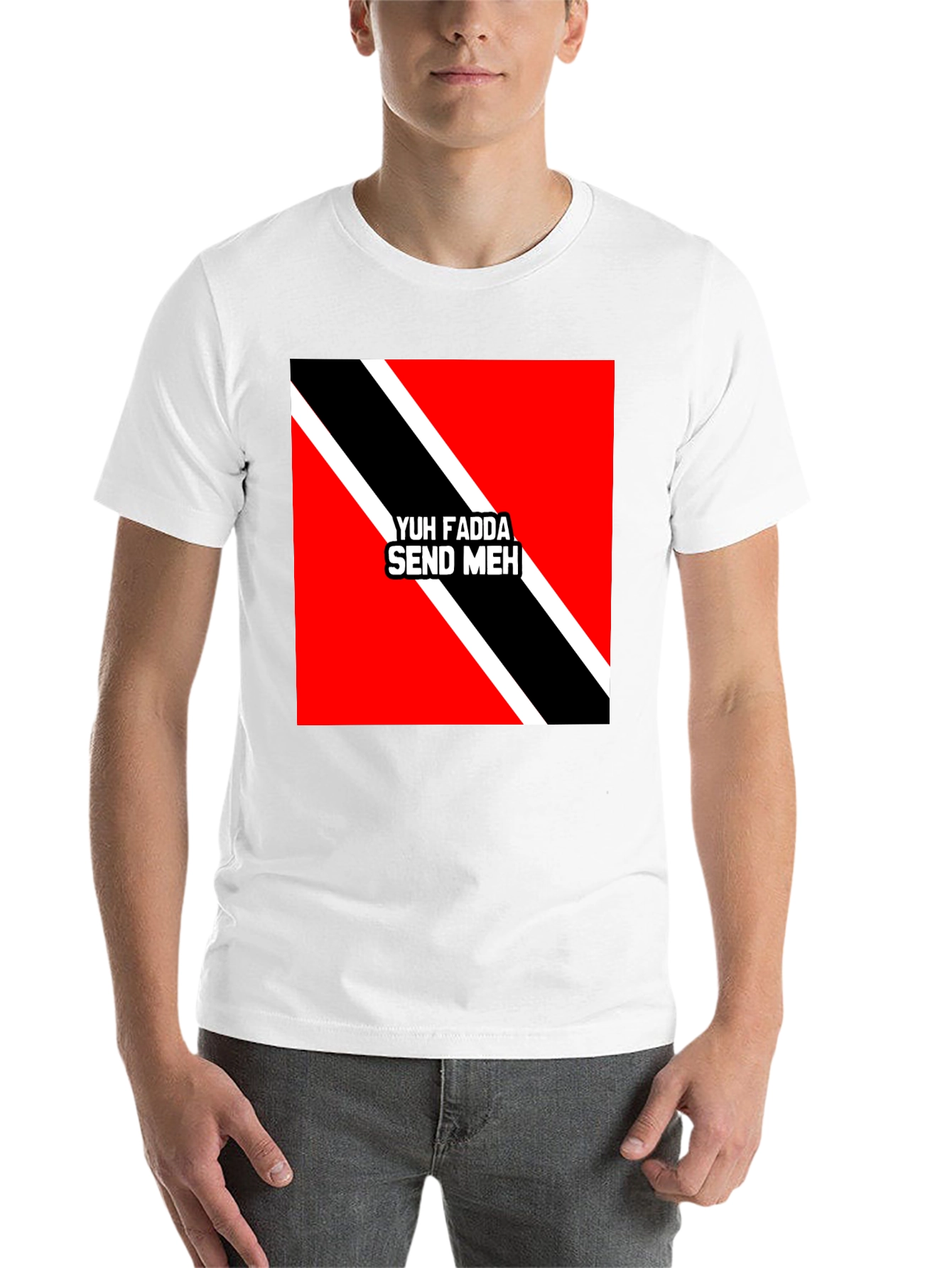 Black Yuh Fadda Send Meh T-Shirt Trinidad & Tobago Flag view 14
