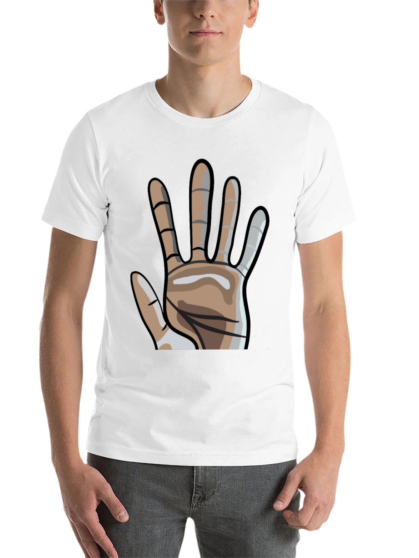 Black Graphic Hand Print Crew Neck T-Shirt view 14