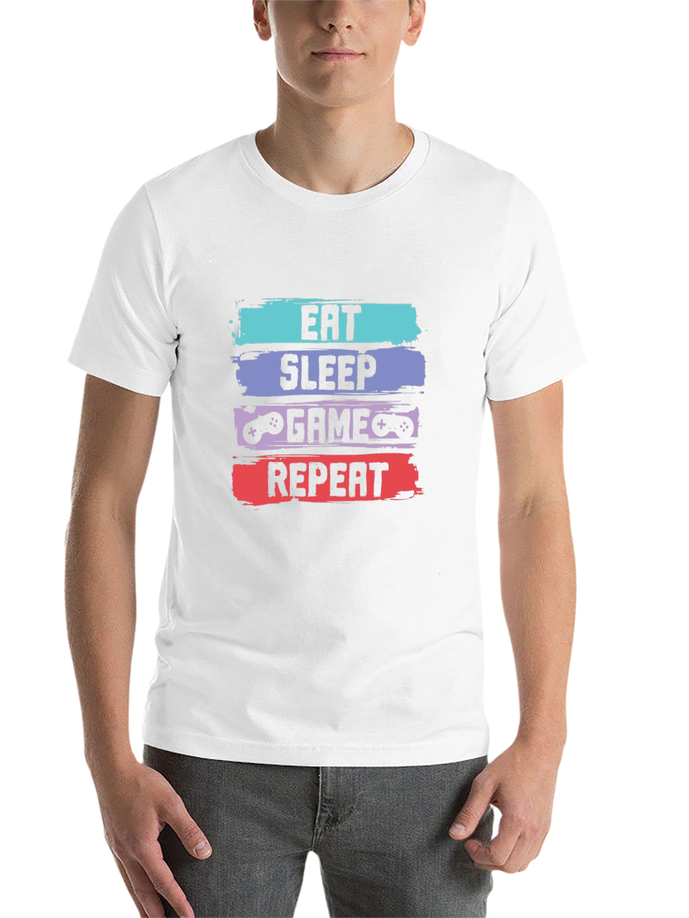 Black Eat Sleep Game Repeat T-Shirt - Gamer Tee view 14