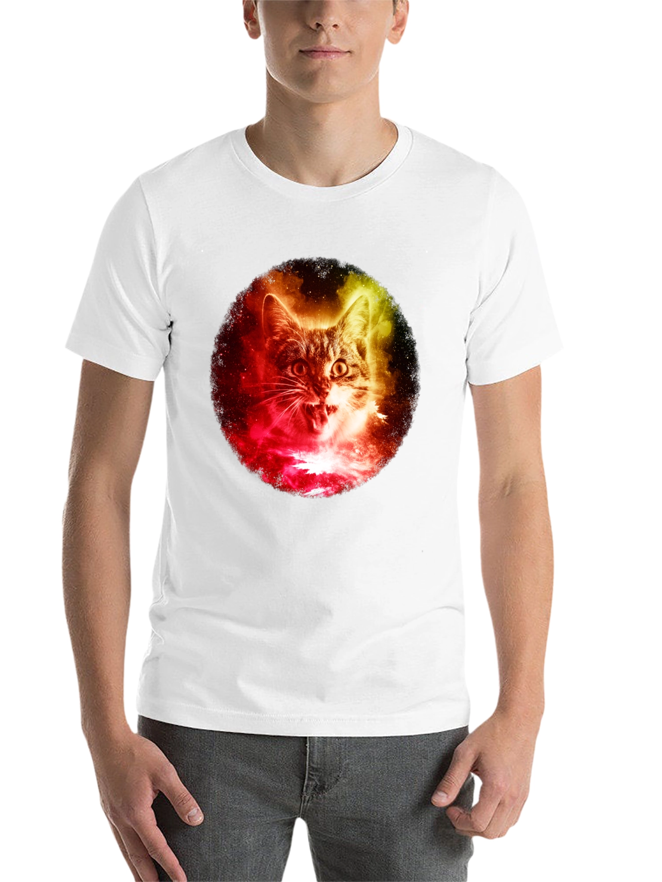 Black Galaxy Cat Graphic Tee - Unique Style view 14